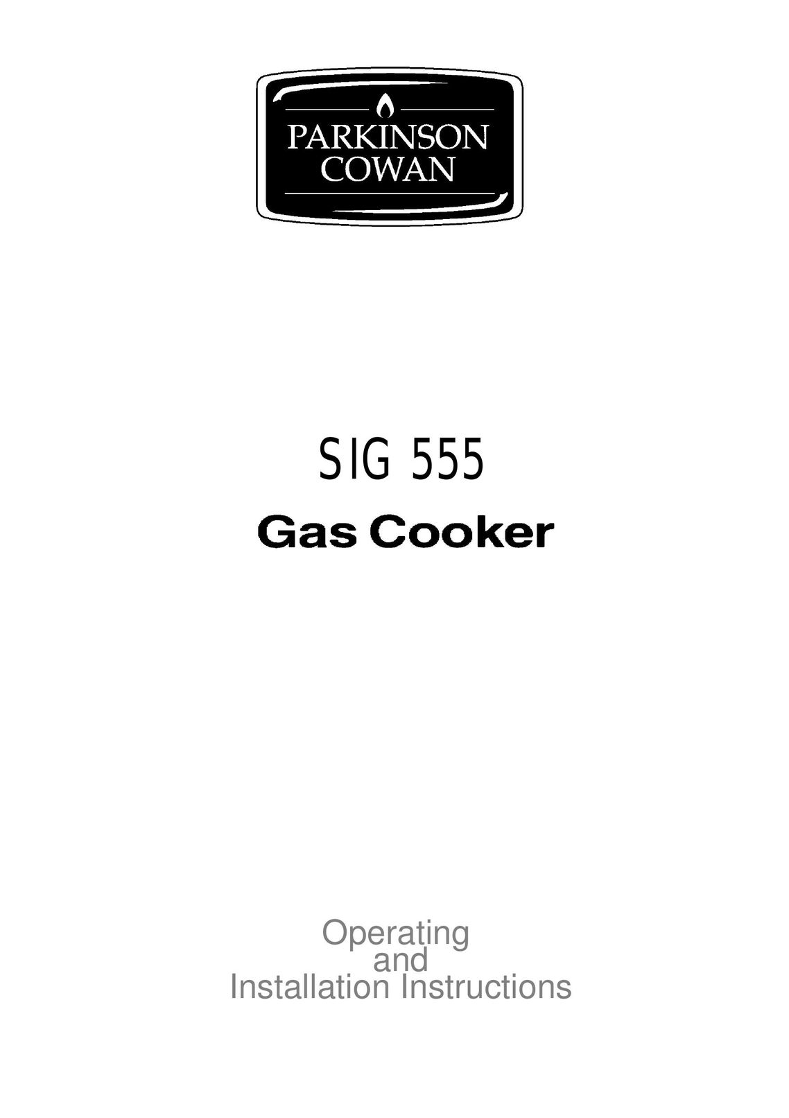 Parkinson Cowan SIG 555 Cooktop User Manual