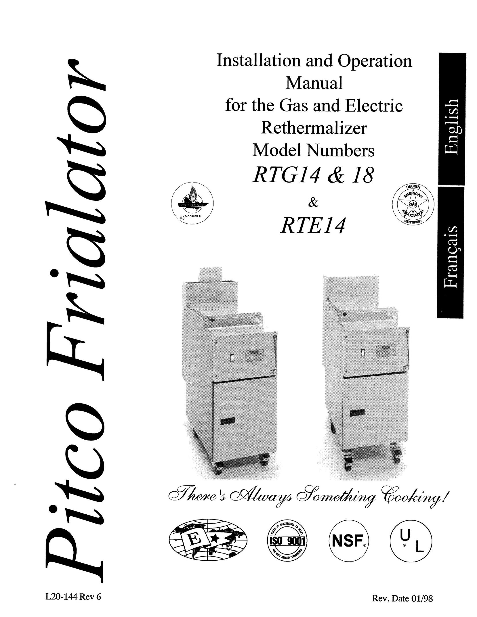 Pitco Frialator RTE14 Cooktop User Manual