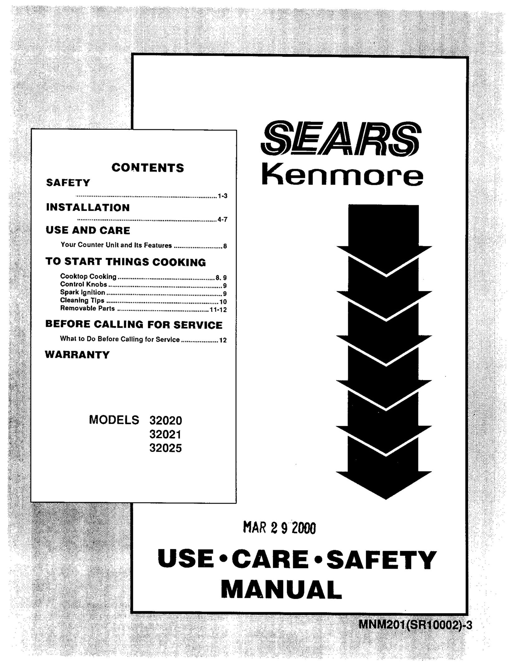 Sears 32O21 Cooktop User Manual