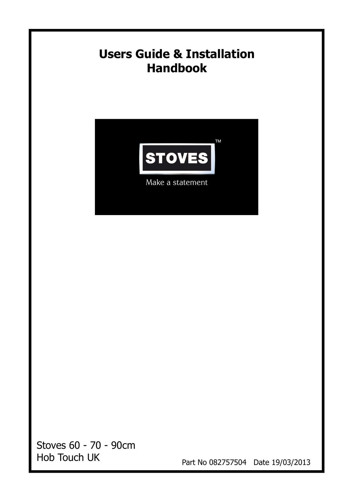Stoves 82757504 Cooktop User Manual