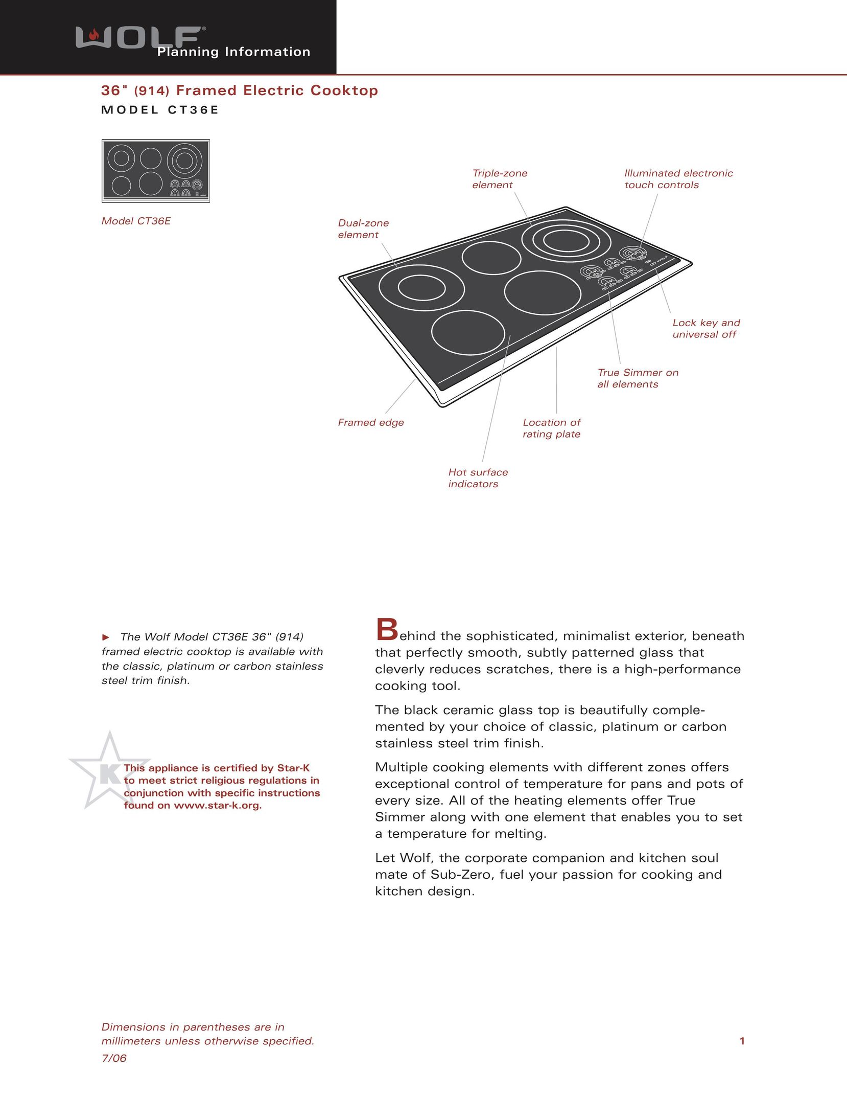 Sub-Zero CT36E Cooktop User Manual
