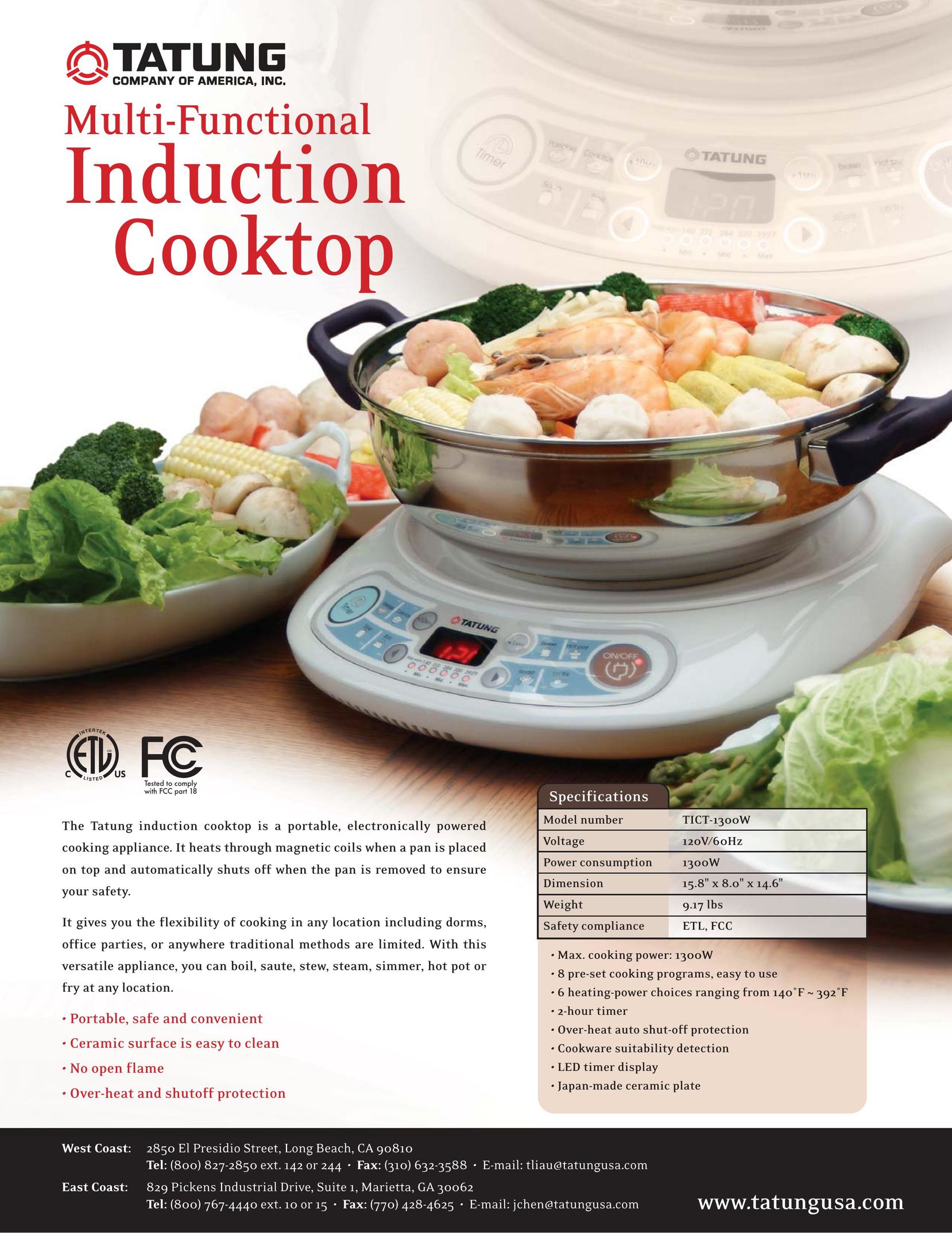 Tatung TICT-1300W Cooktop User Manual