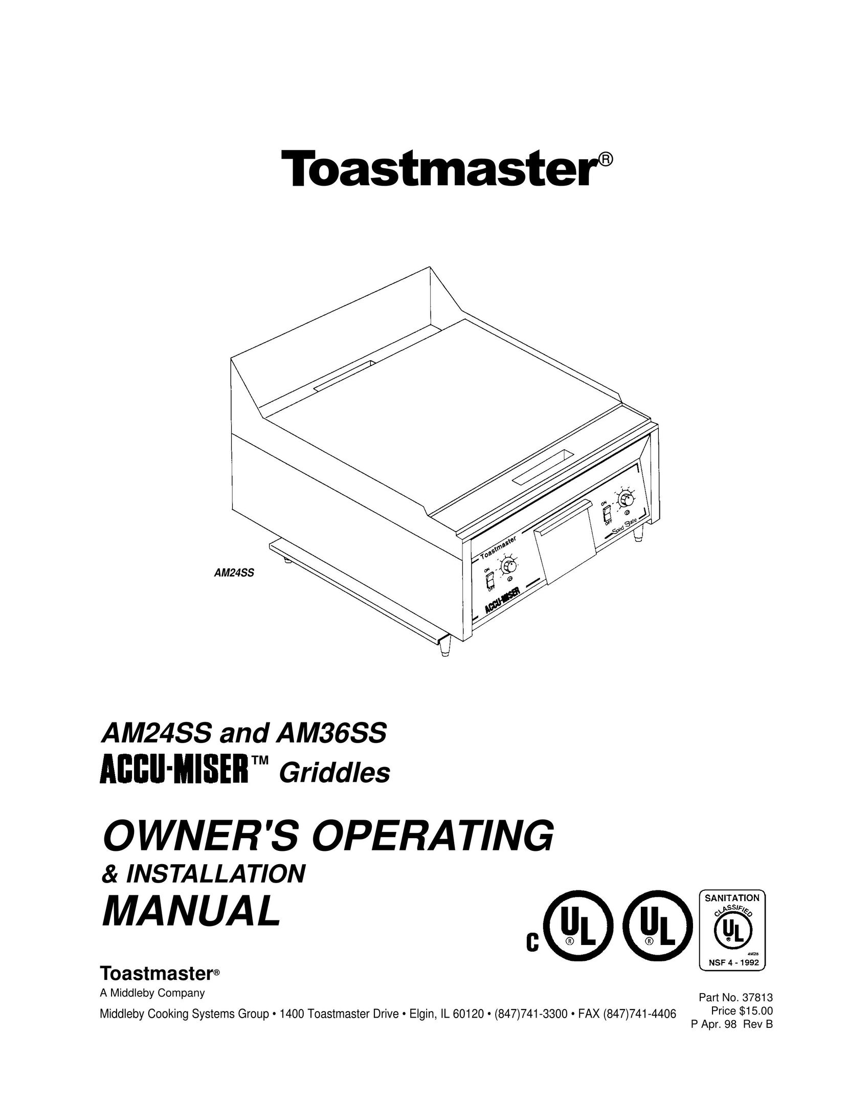 Toastmaster AM24SS Cooktop User Manual