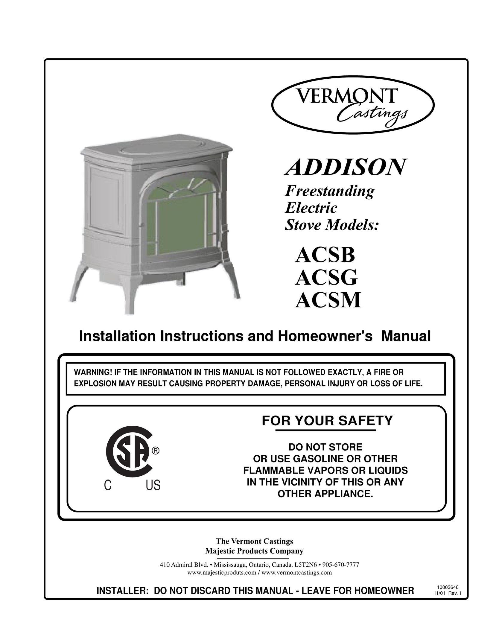 Vermont Casting ACSG Cooktop User Manual