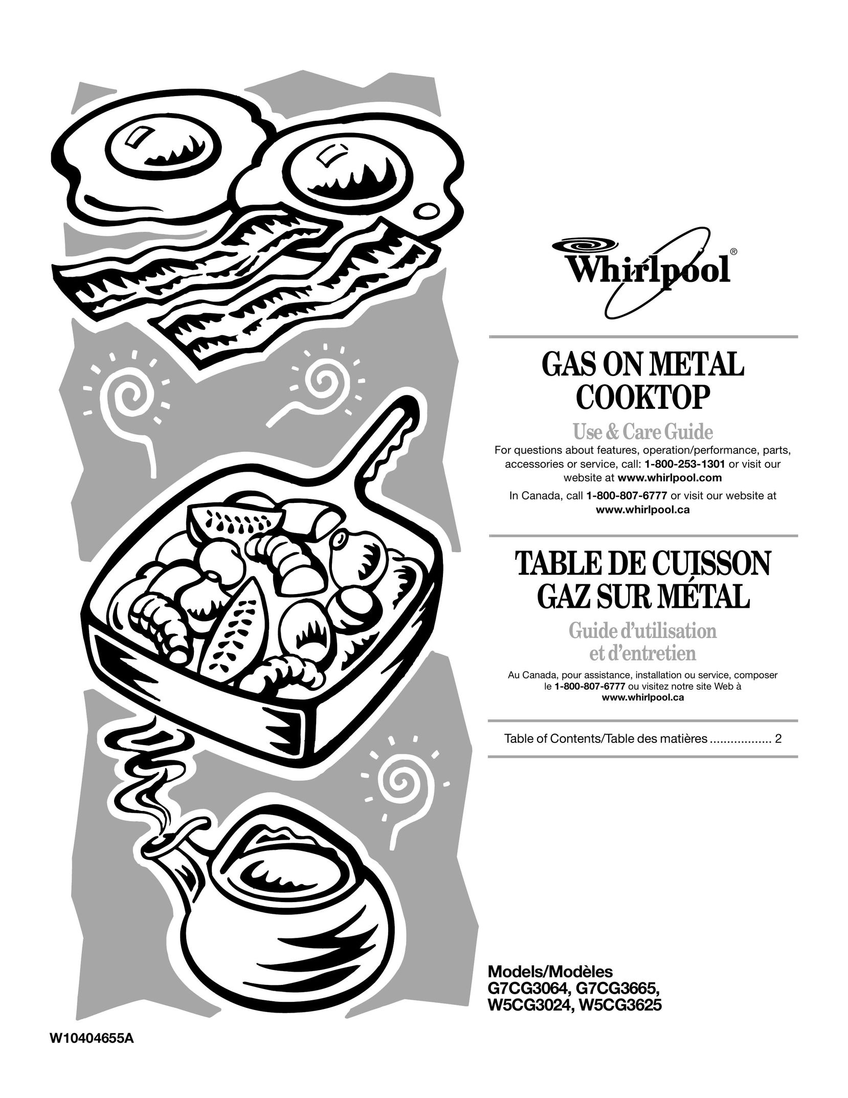 Whirlpool G7CG3064 Cooktop User Manual