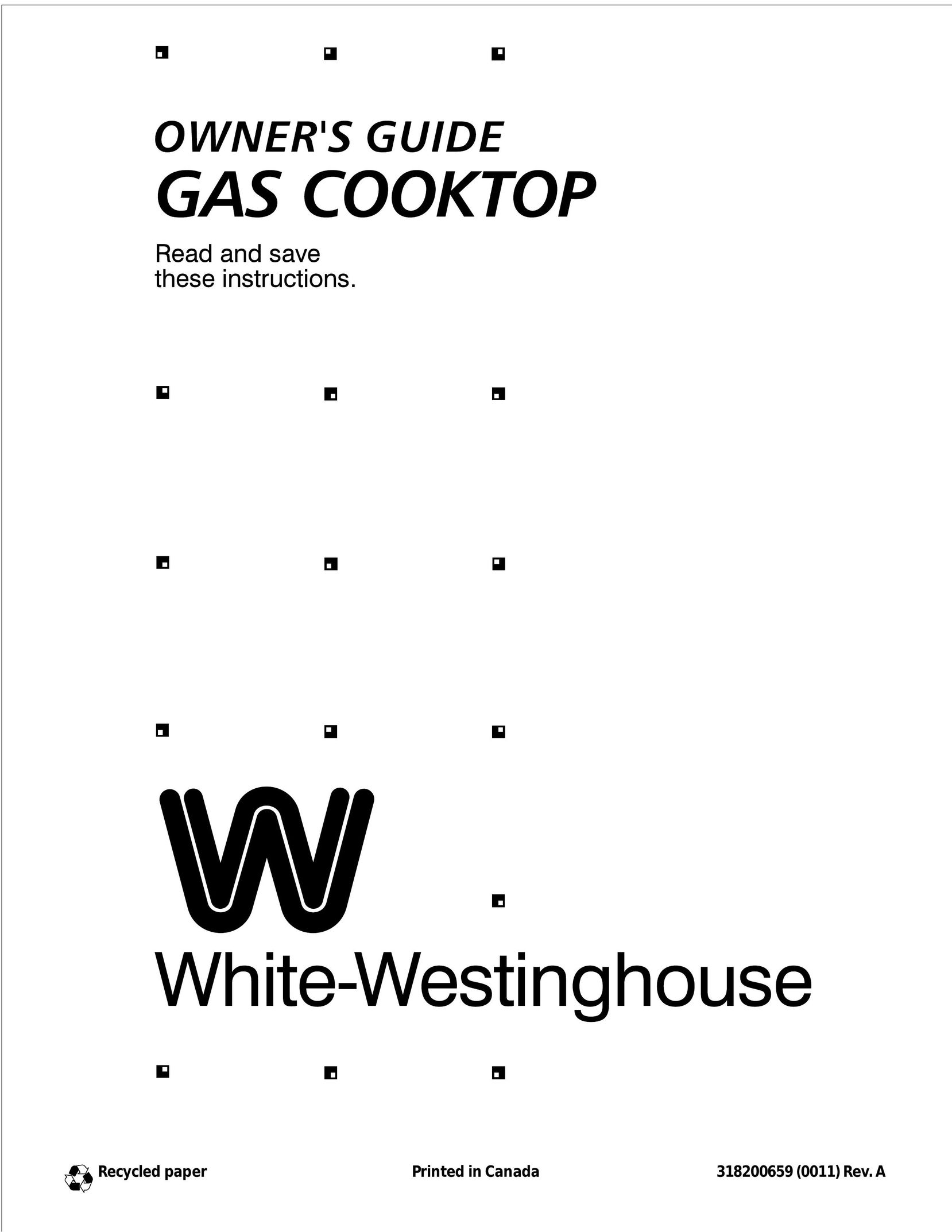 White-Westinghouse 318200659 Cooktop User Manual