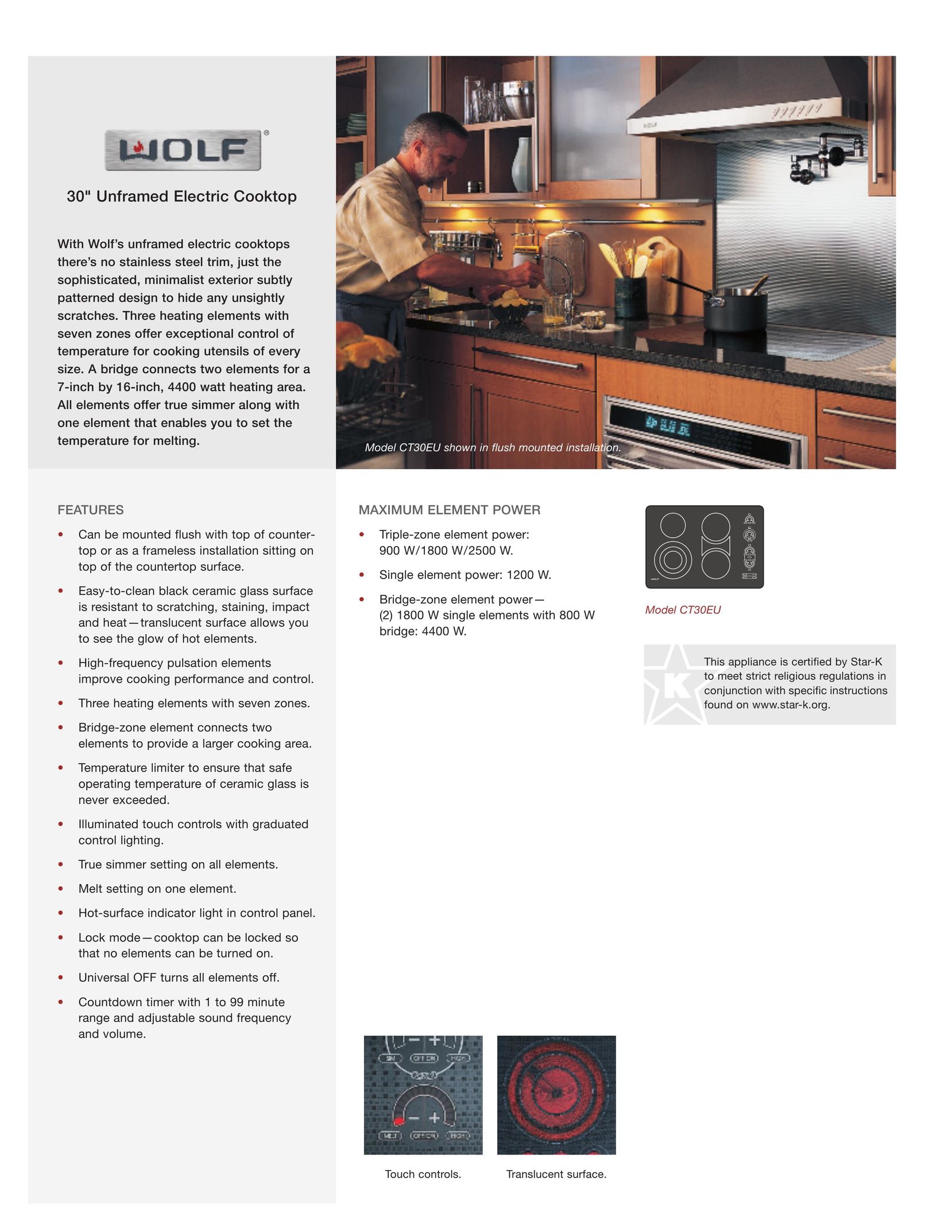 Wolf Appliance Company CT30EU Cooktop User Manual
