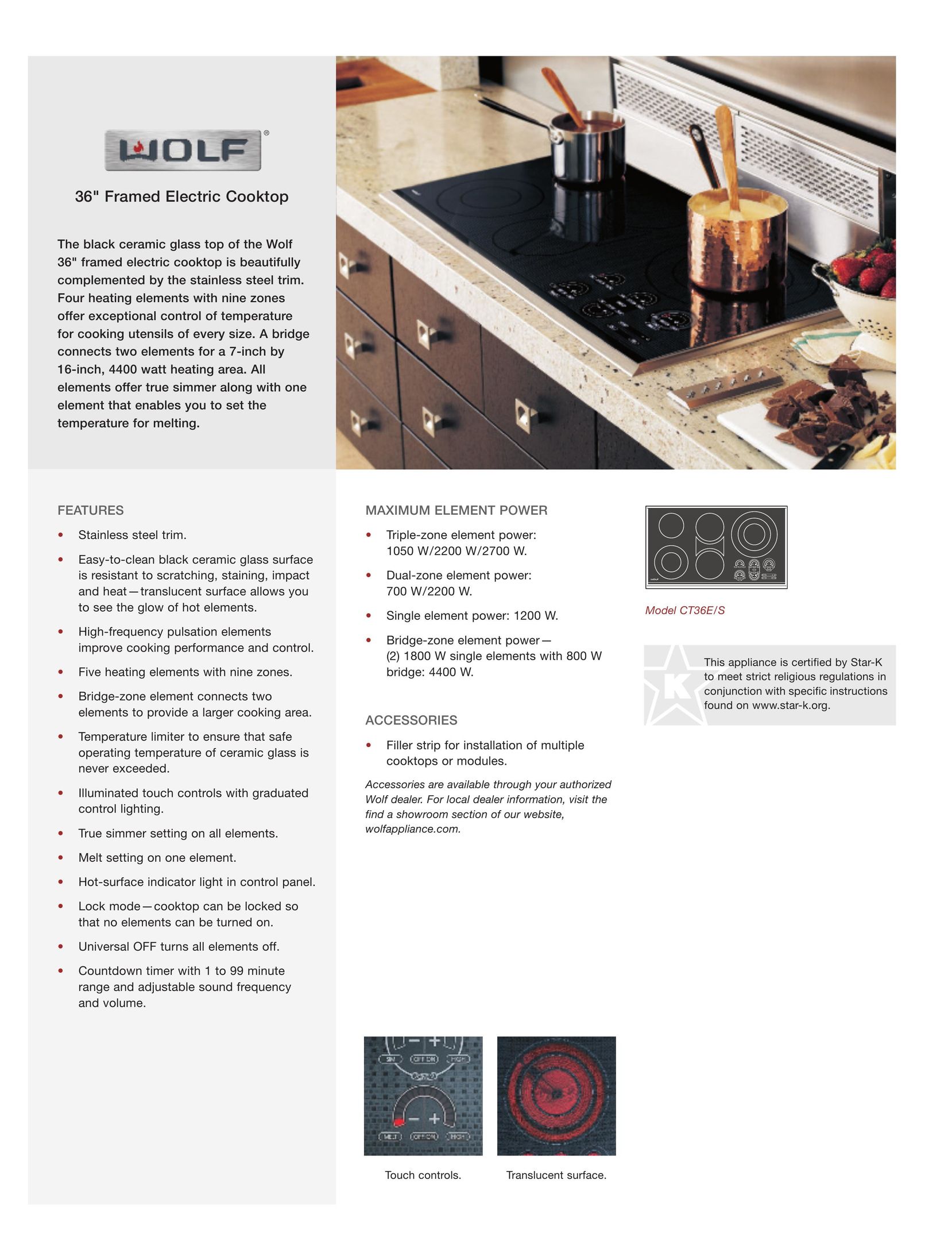 Wolf Appliance Company CT36E/S Cooktop User Manual
