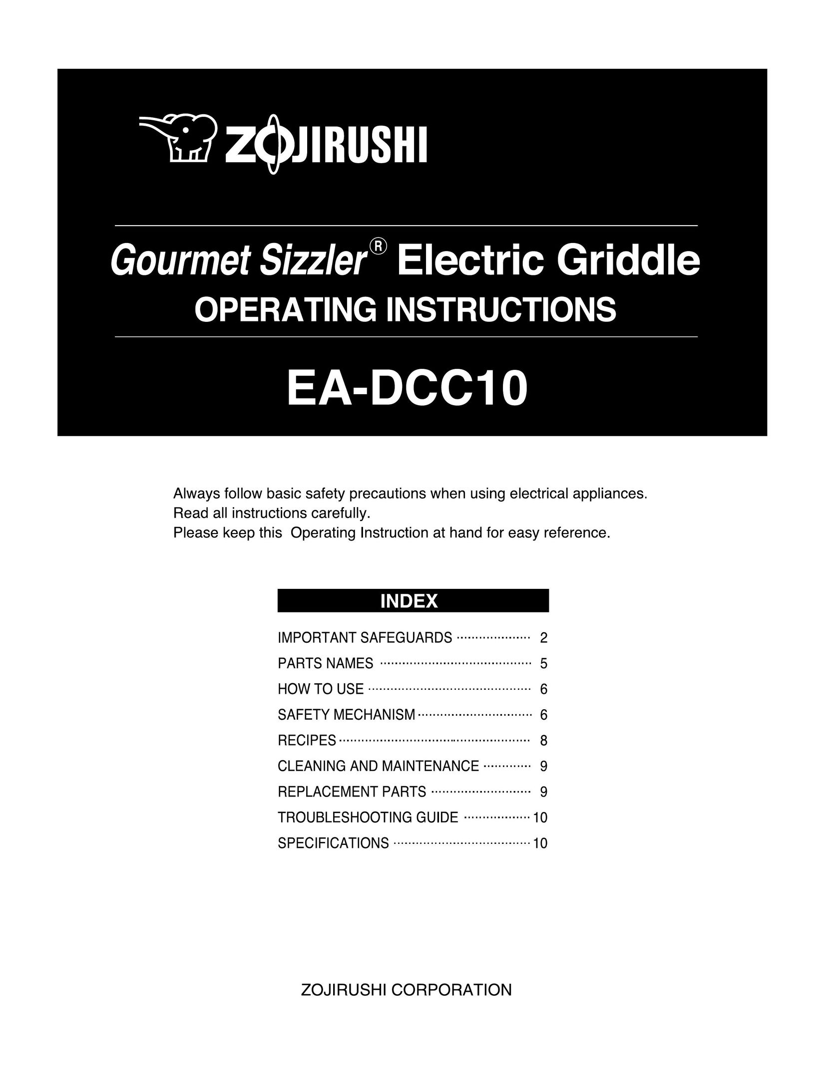 Zojirushi EA-DCC10 Cooktop User Manual