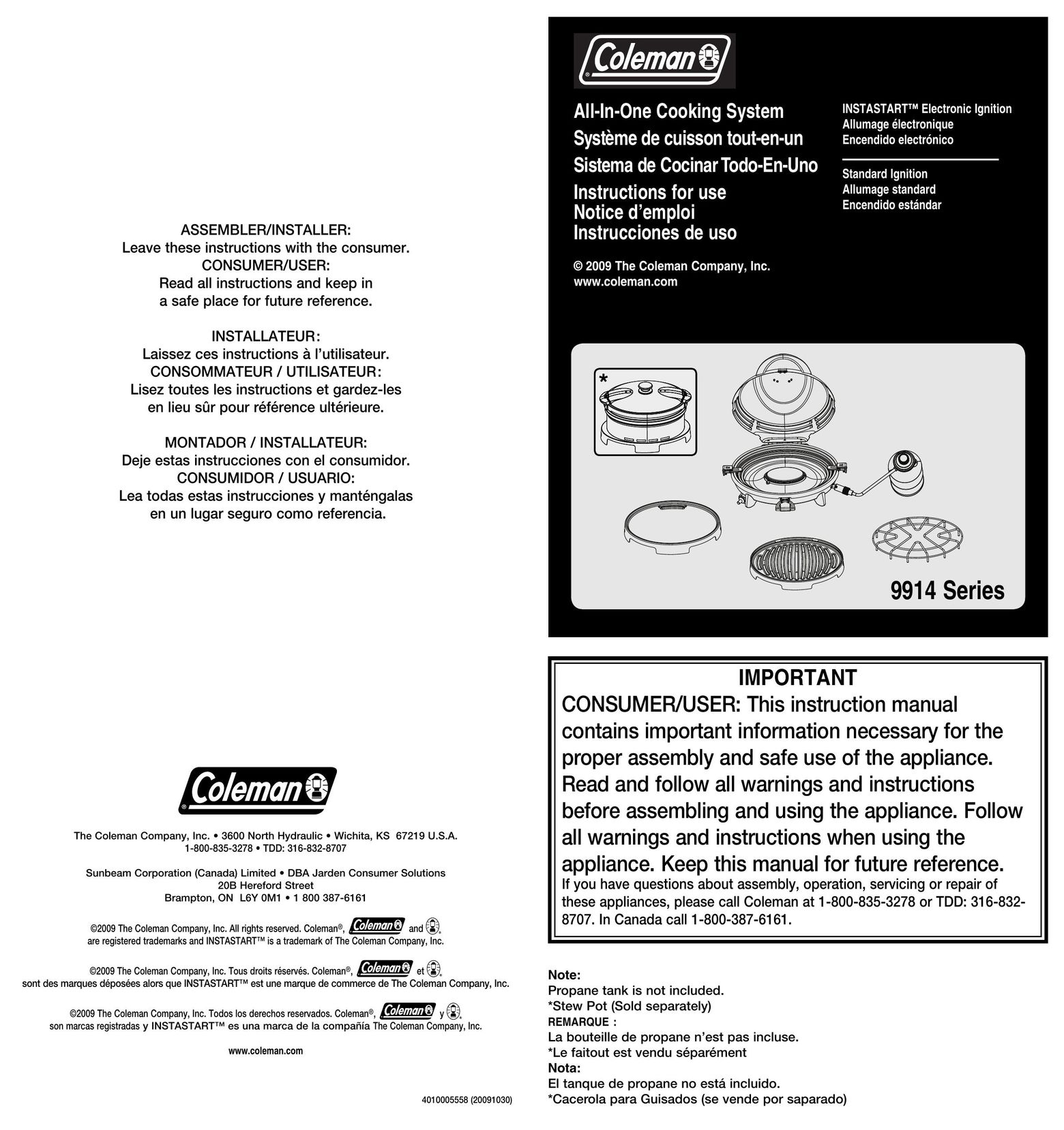 Coleman 9914 Cookware User Manual