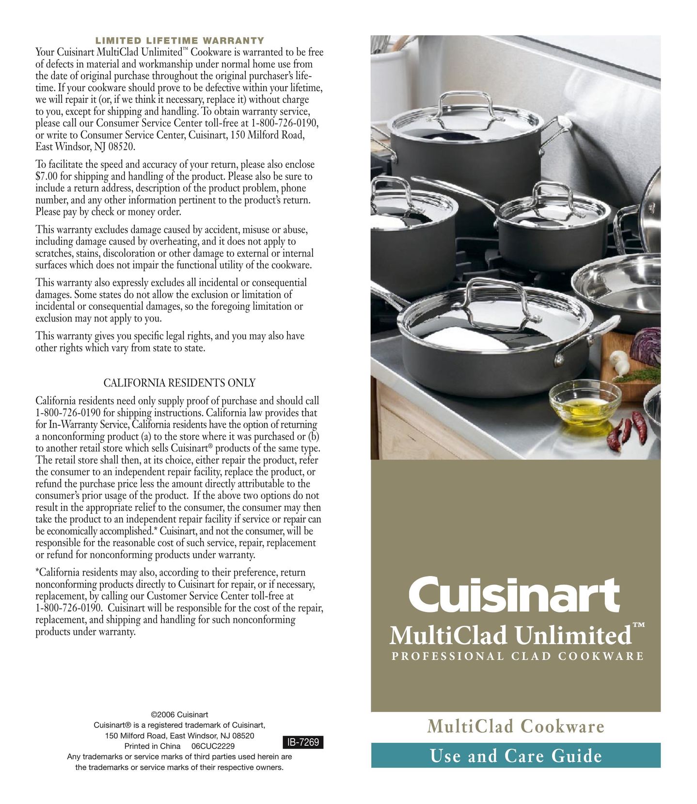 Cuisinart IB-7269 Cookware User Manual