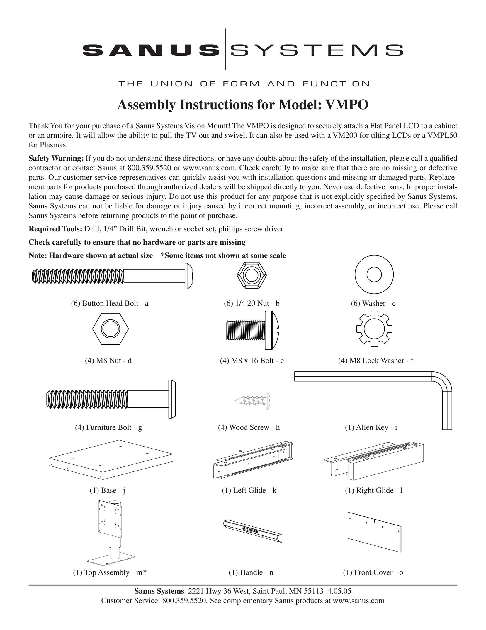 Sanus Systems VMPO Cookware User Manual