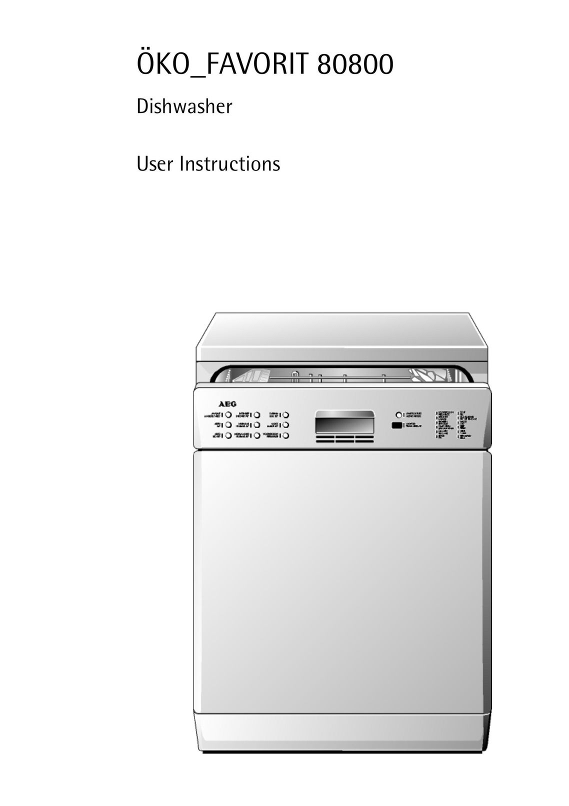 AEG 80800 Dishwasher User Manual