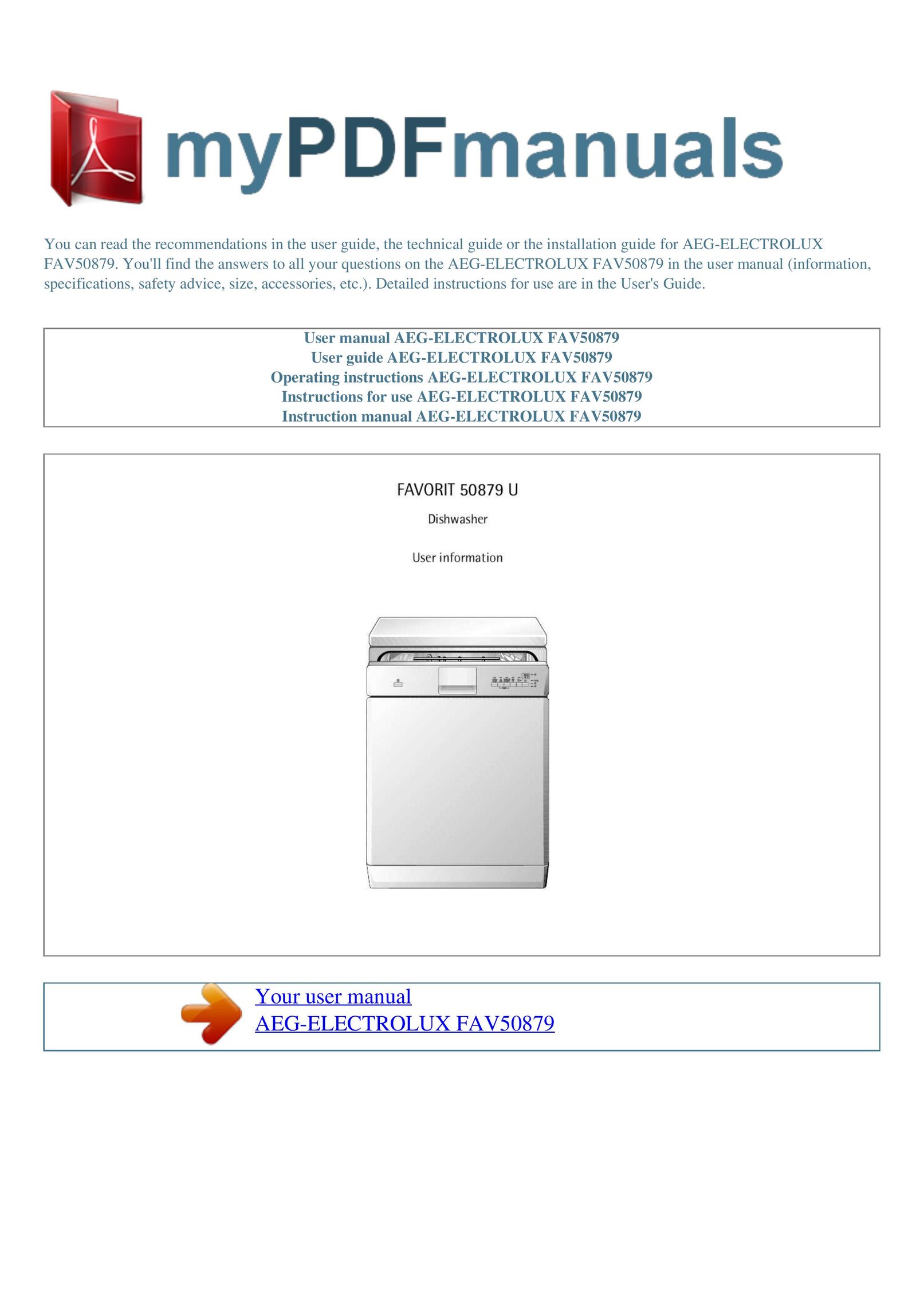 AEG FAV50879 Dishwasher User Manual