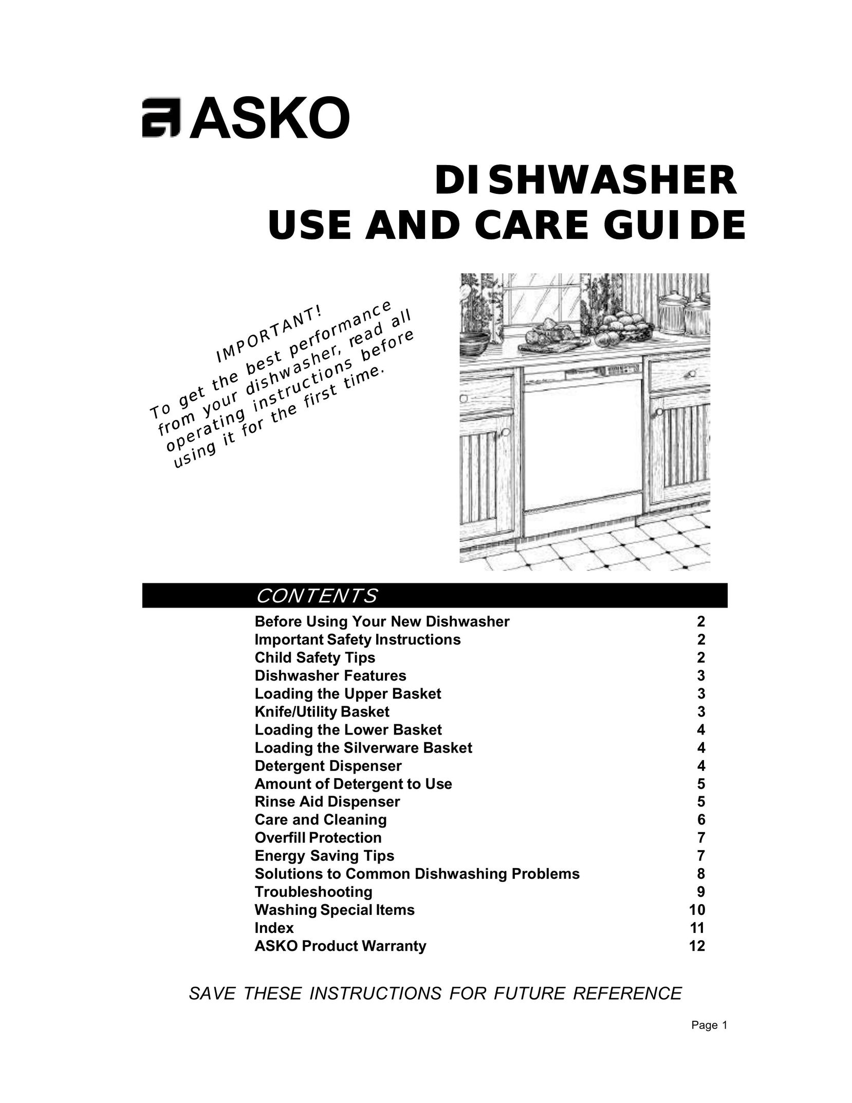 Asko D1706 Dishwasher User Manual