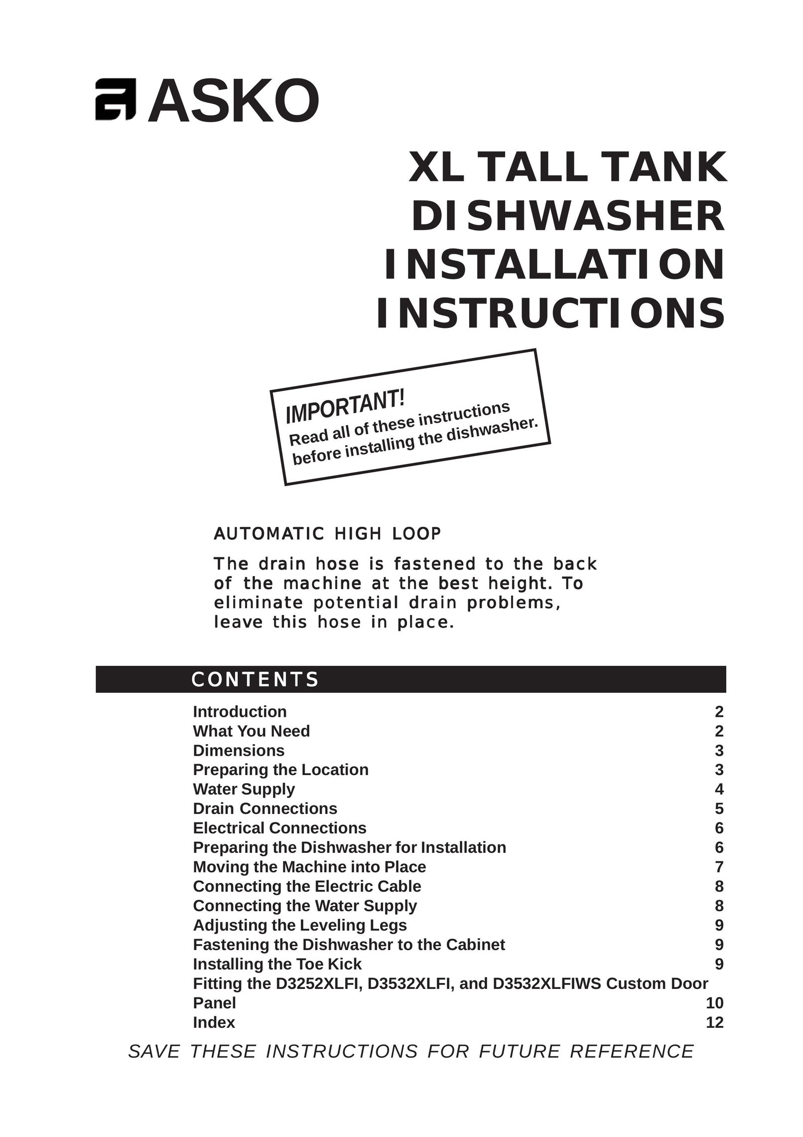 Asko D3mmmXL Dishwasher User Manual