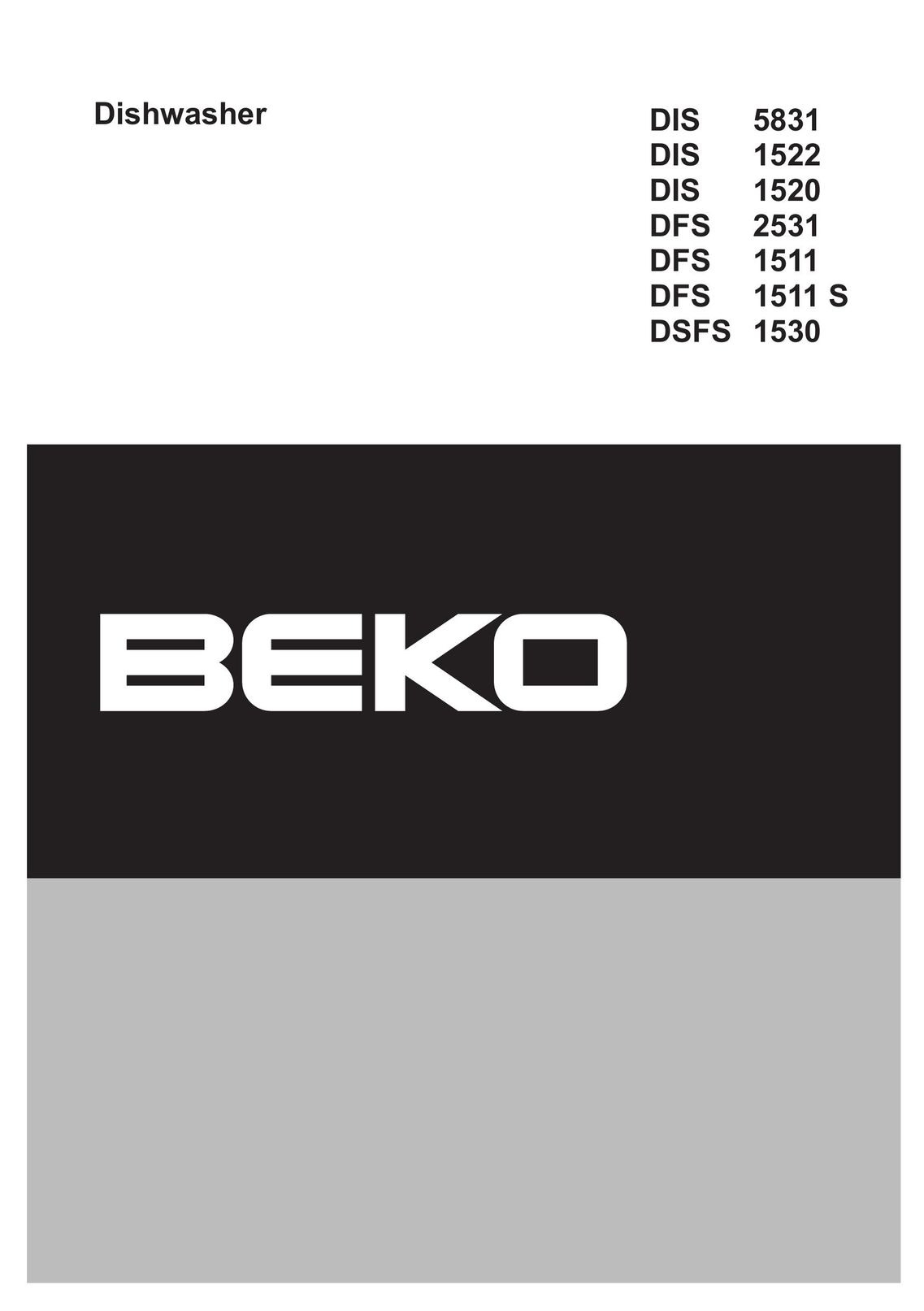 Beko DFS 1511 Dishwasher User Manual