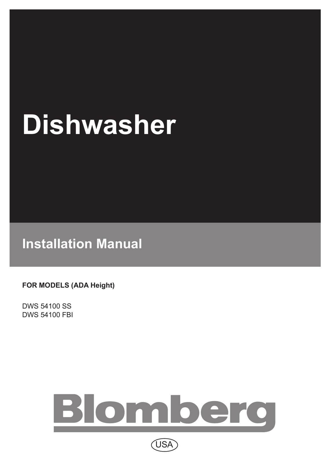 Blomberg DWS 54100 SS Dishwasher User Manual