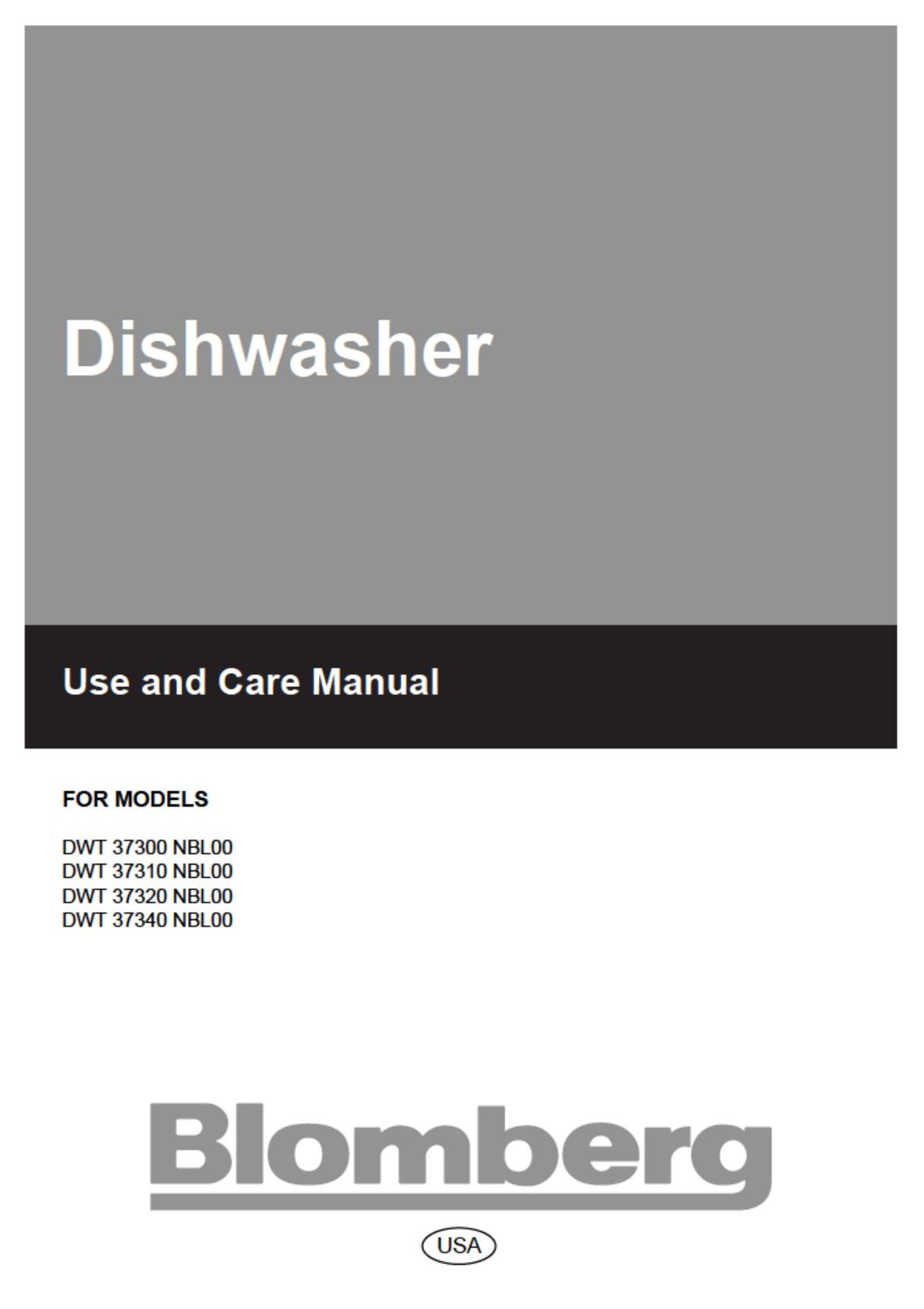Blomberg DWT37300NBL00 Dishwasher User Manual