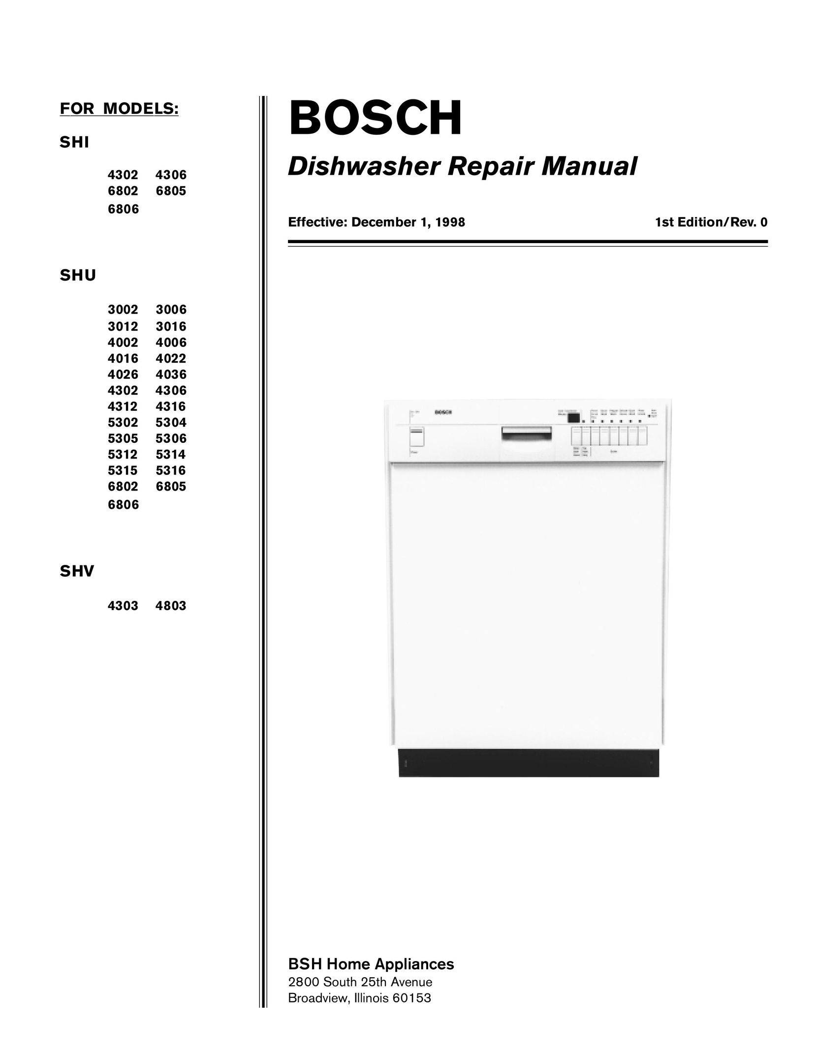 Bosch Appliances 4306 Dishwasher User Manual