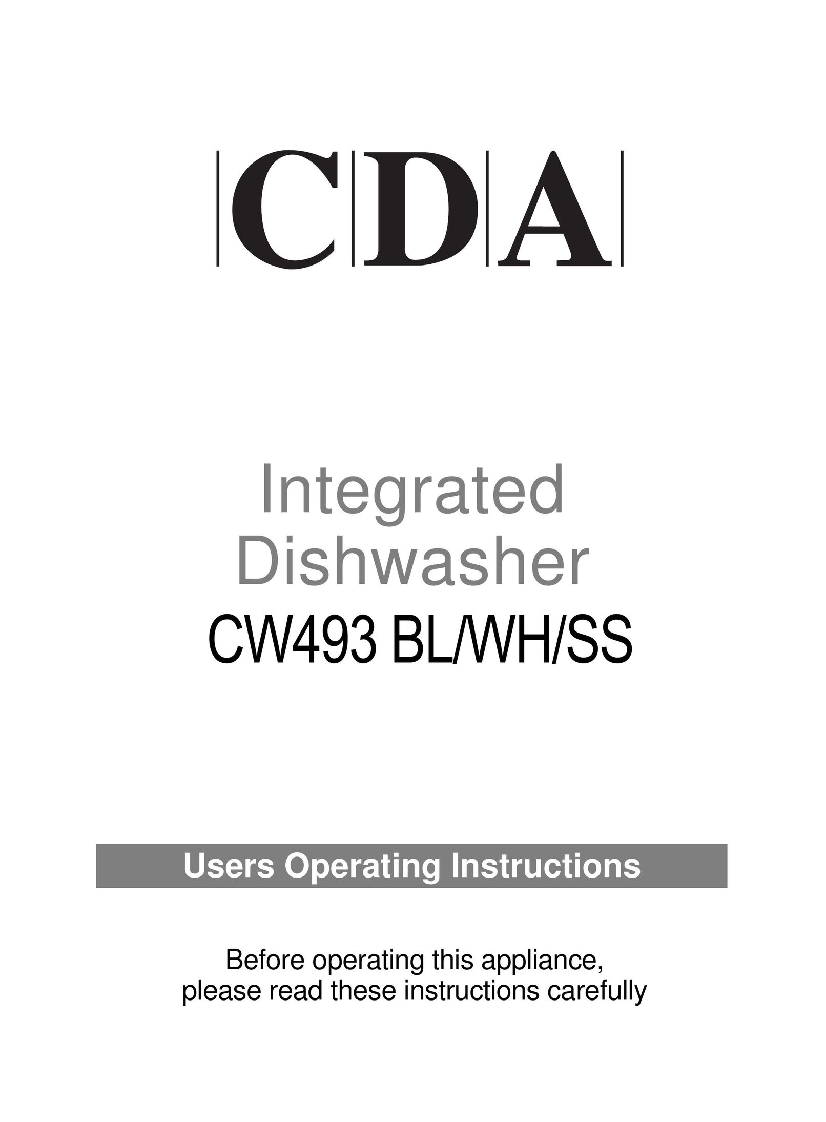 CDA CW493 BL/WH/SS Dishwasher User Manual