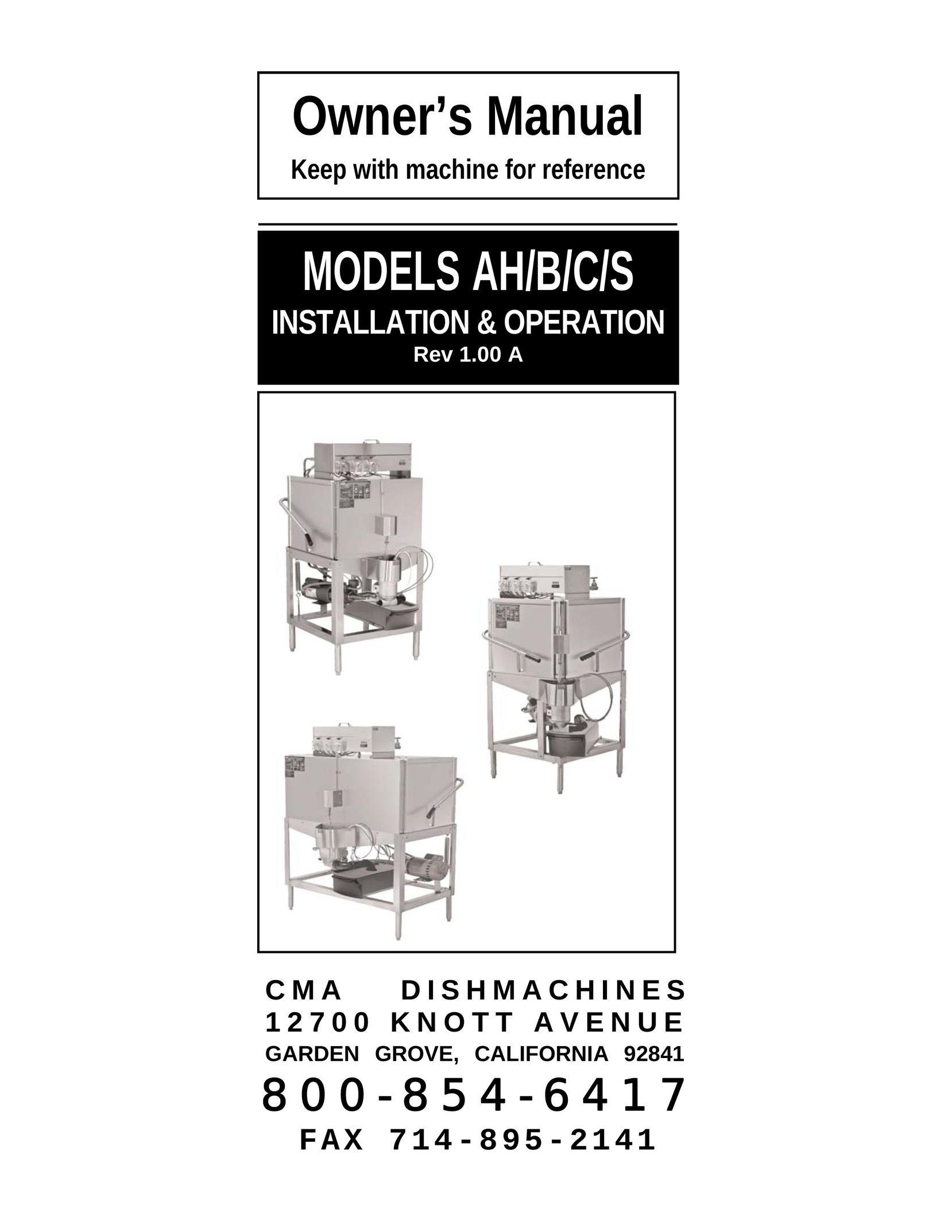 CMA Dishmachines AH/B/C/S Dishwasher User Manual