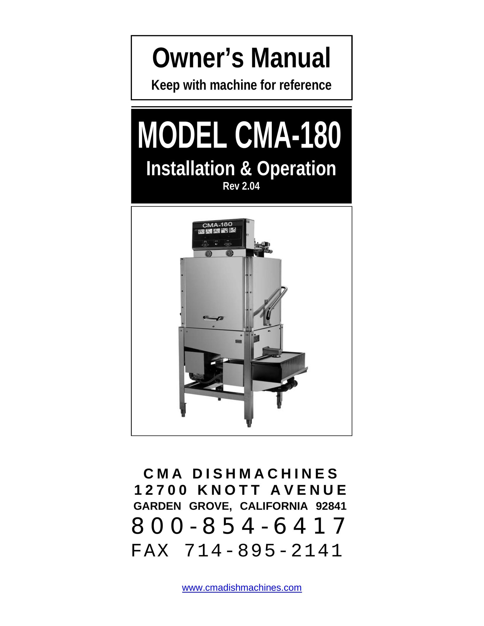 CMA Dishmachines CMA-180 Dishwasher User Manual