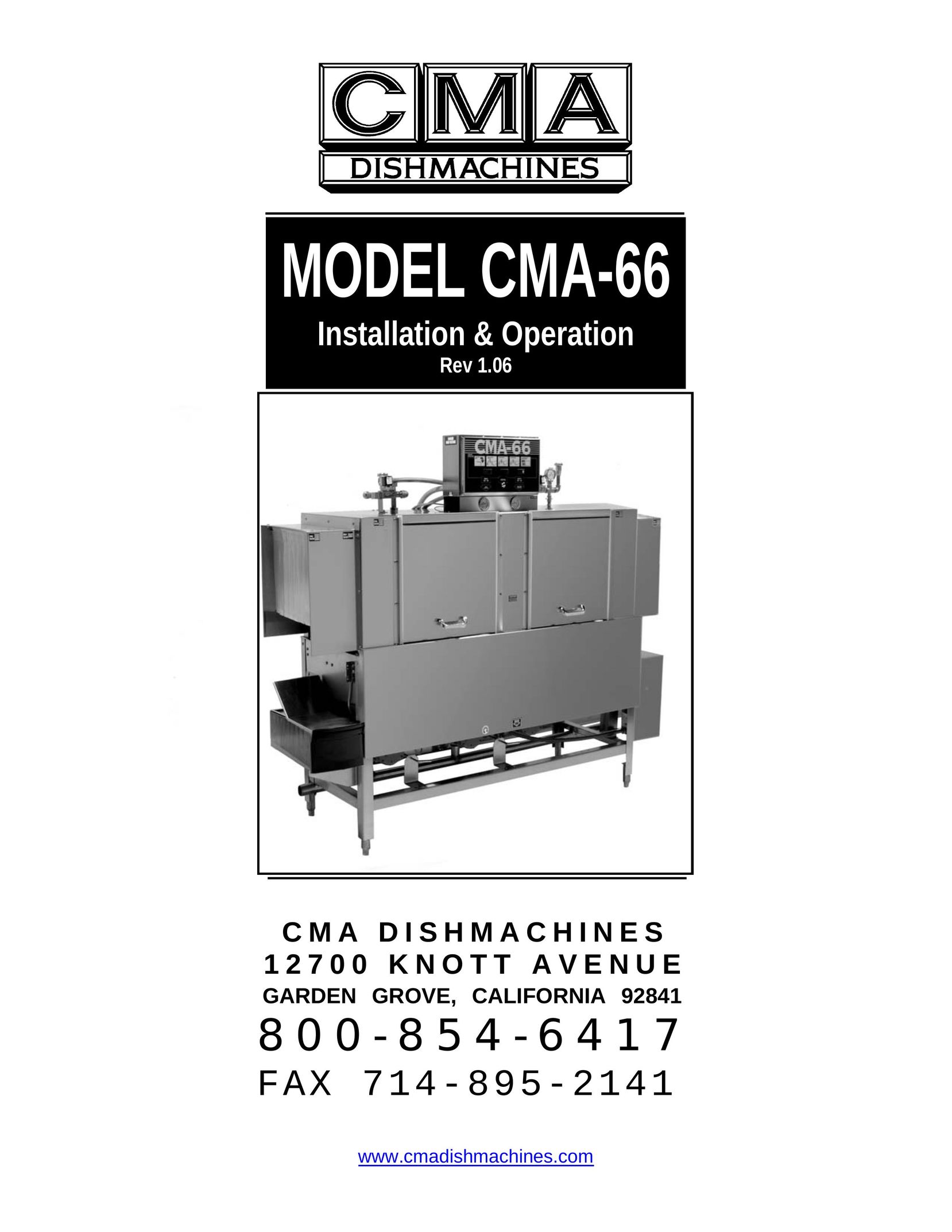 CMA Dishmachines CMA-66 Dishwasher User Manual