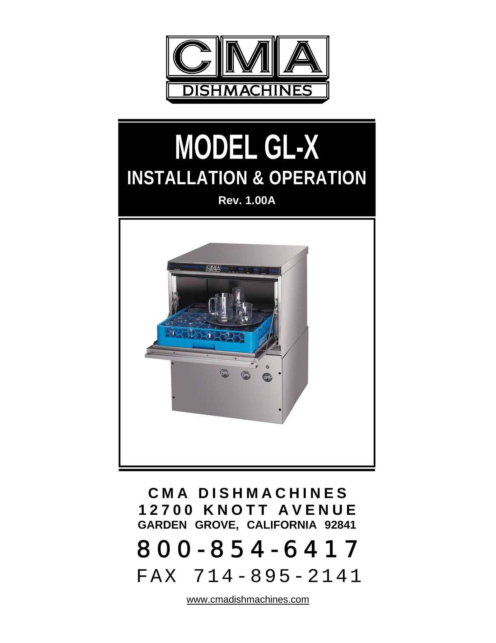 CMA Dishmachines GL-X Dishwasher User Manual