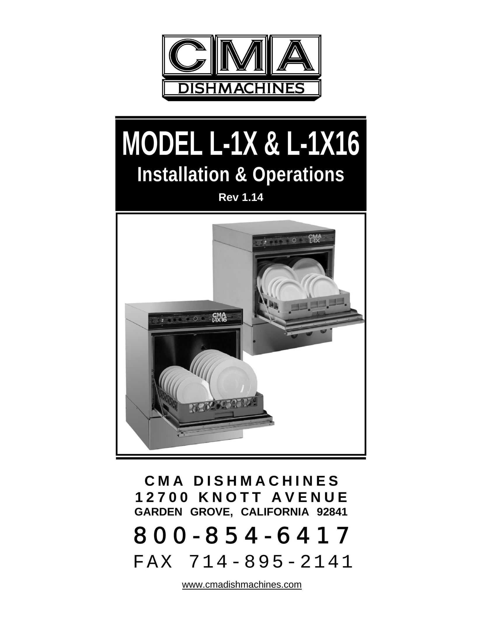 CMA Dishmachines L-1X Dishwasher User Manual