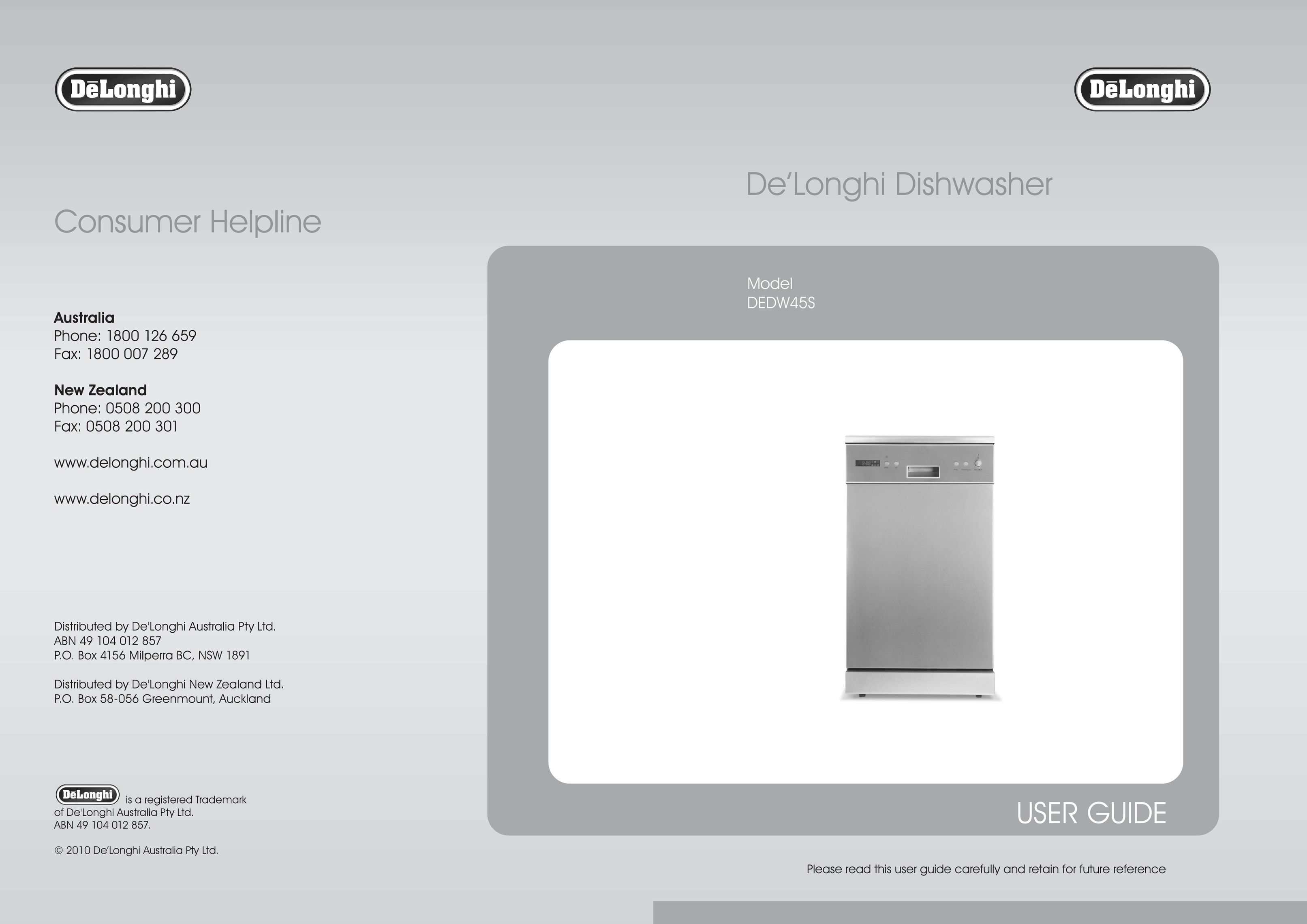 DeLonghi DEDW45S Dishwasher User Manual