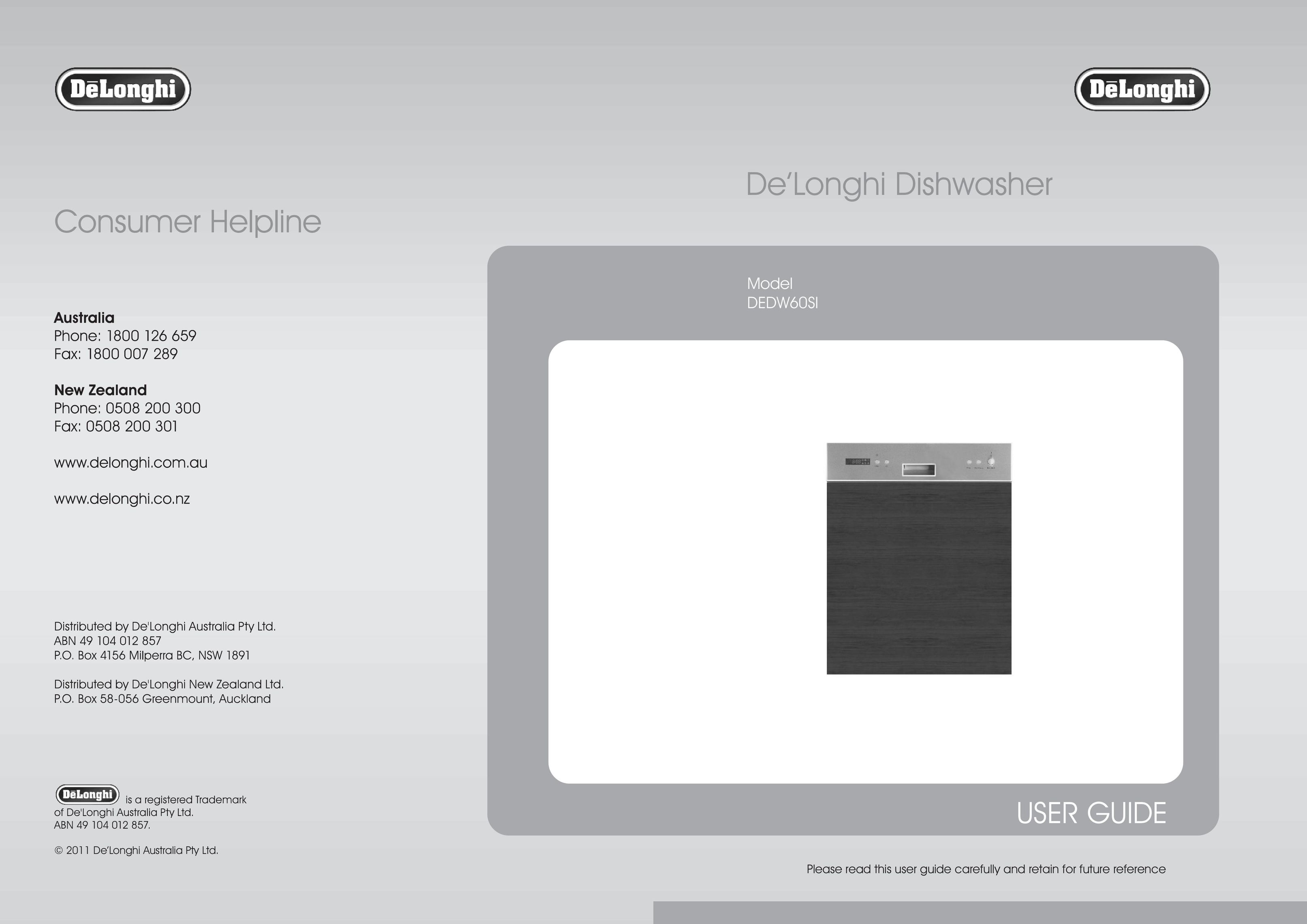 DeLonghi DEDW60SI Dishwasher User Manual