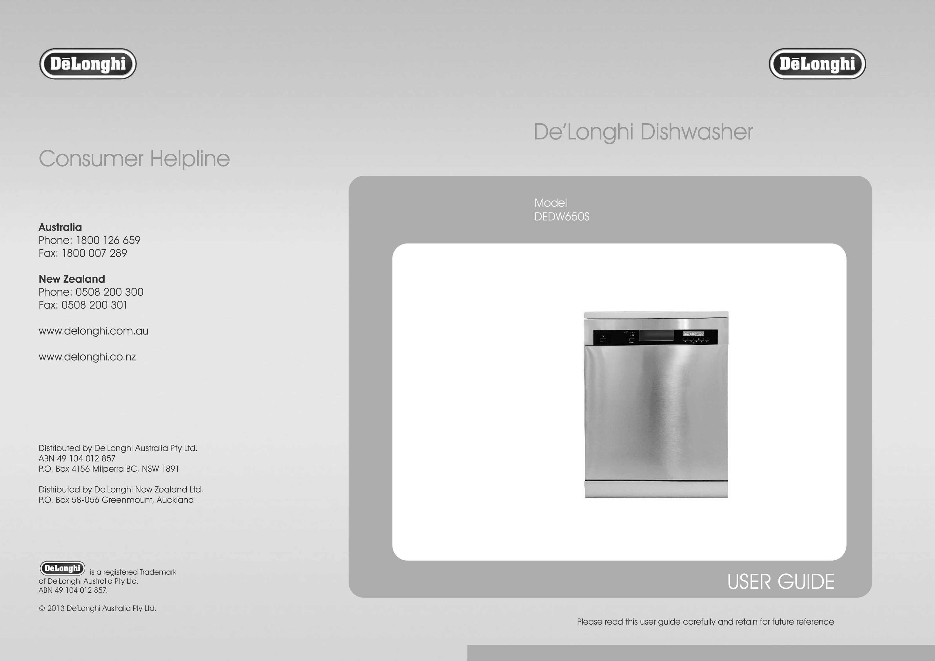 DeLonghi DEDW650S Dishwasher User Manual