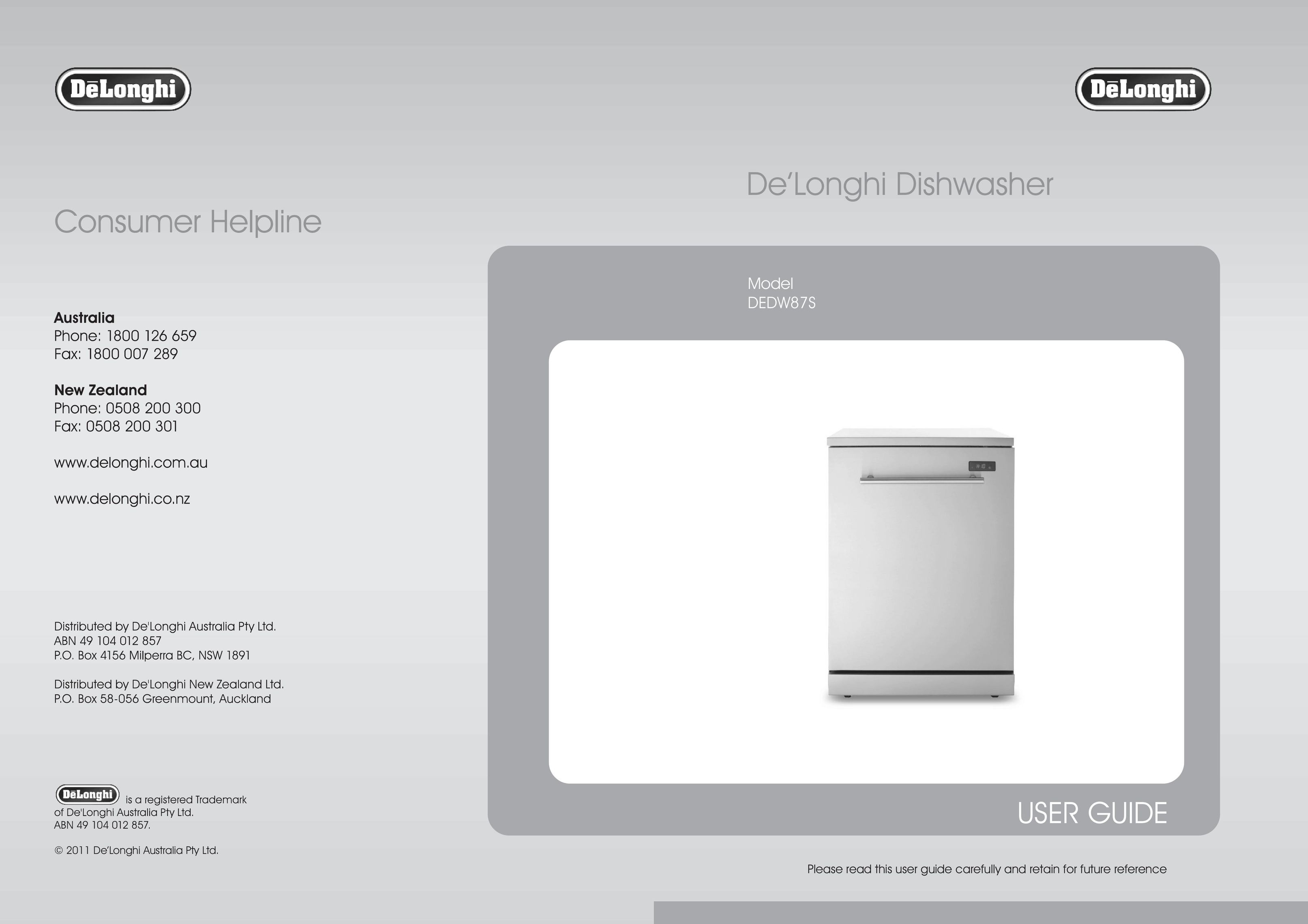 DeLonghi DEDW87S Dishwasher User Manual