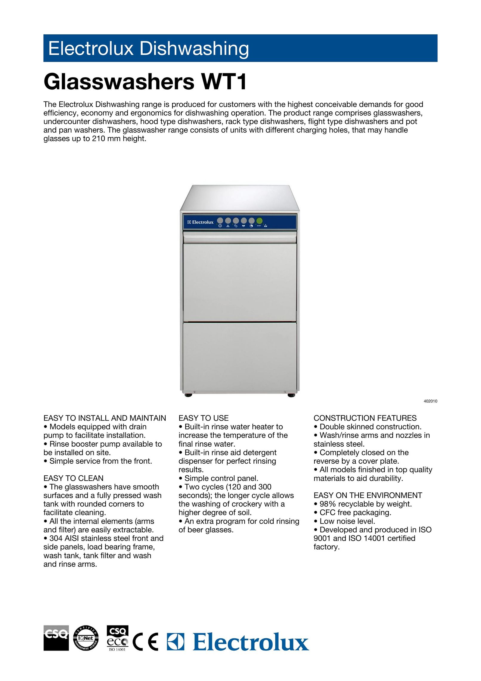 Electrolux 402010 Dishwasher User Manual