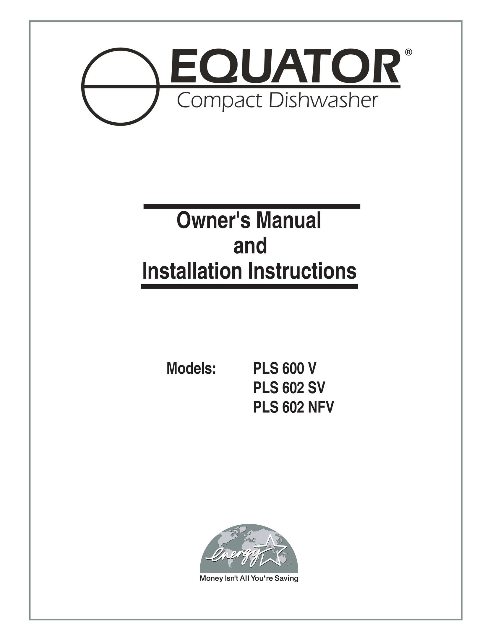 Equator PLS 602 SV Dishwasher User Manual