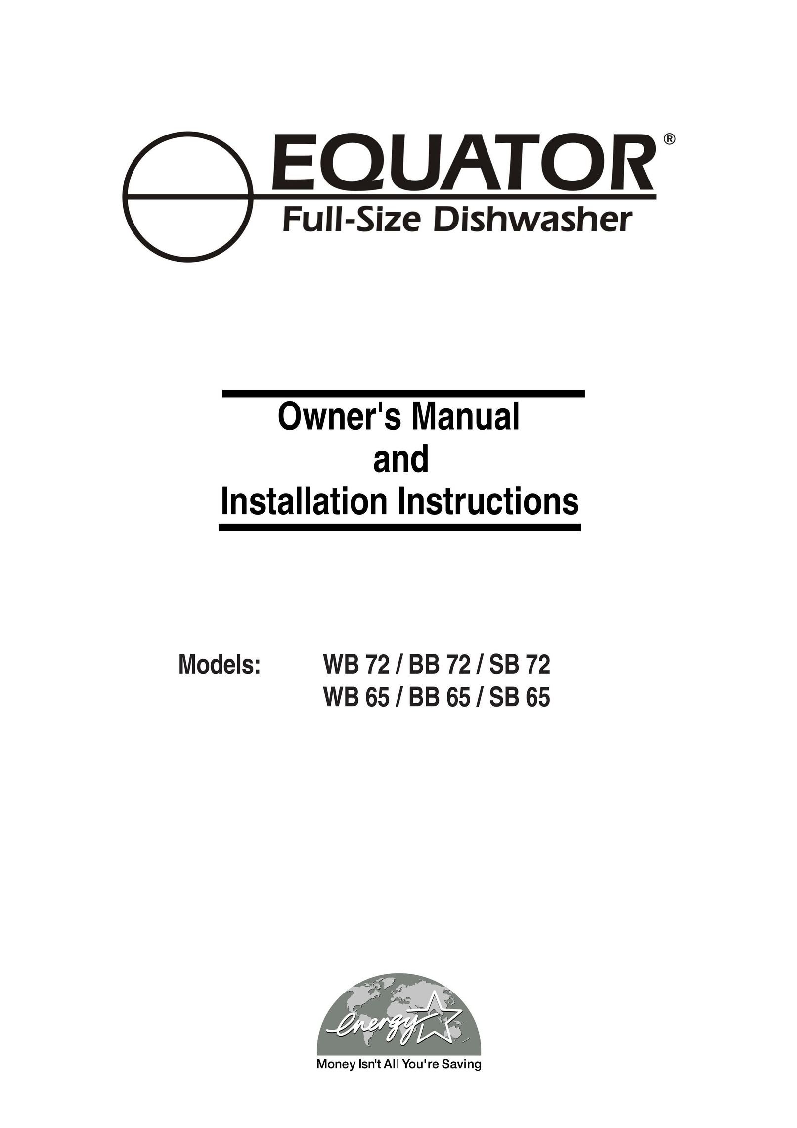 Equator SB65 Dishwasher User Manual