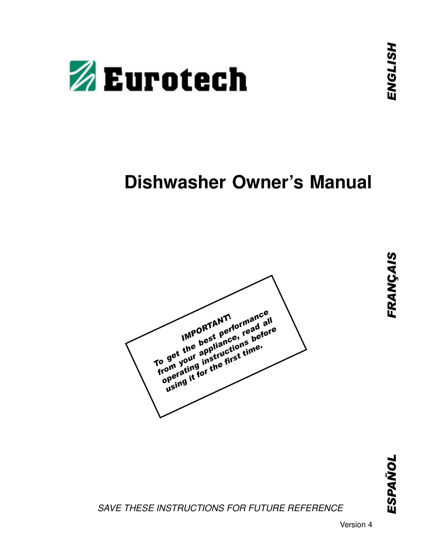 Eurotech Appliances EDW154E Dishwasher User Manual