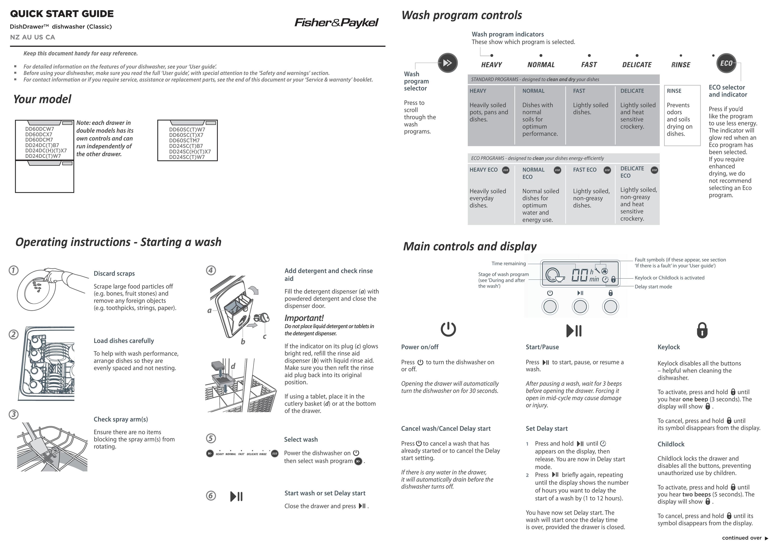 Fisher & Paykel DD24DC(H)(T)X7 Dishwasher User Manual