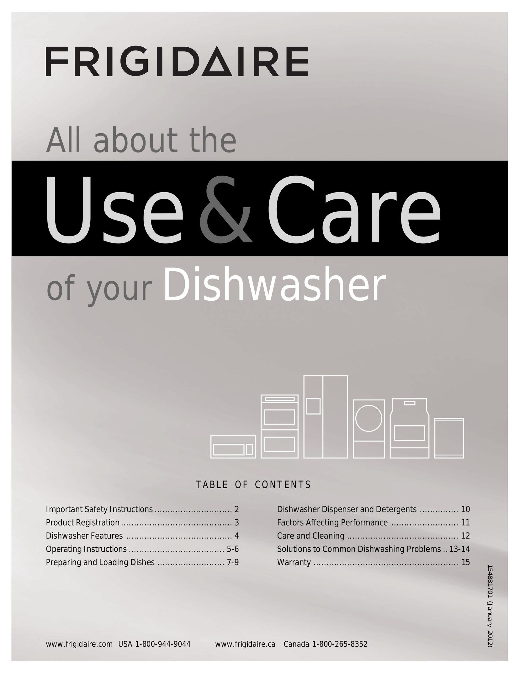 Frigidaire 154881701 Dishwasher User Manual