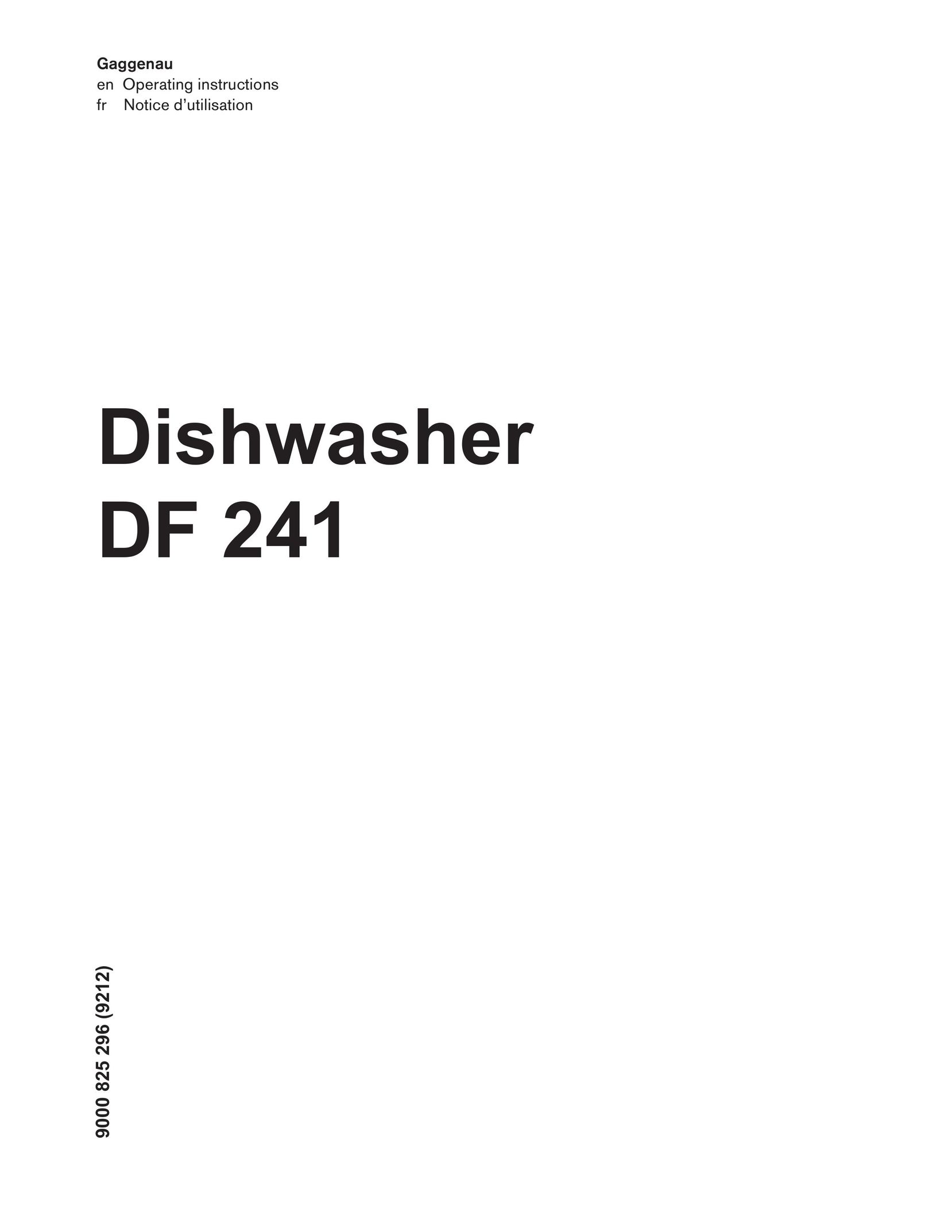Gaggenau DF 241 Dishwasher User Manual