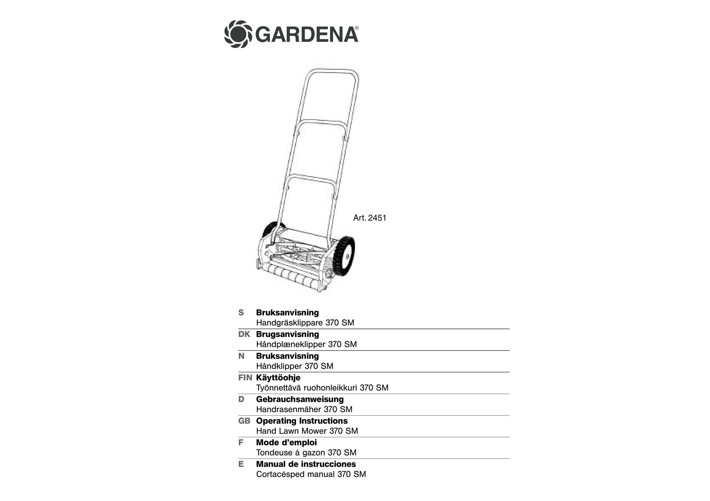 Gardena 370 SM Dishwasher User Manual