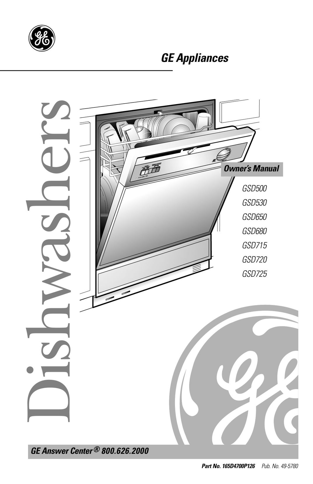 GE 165D4700P126 Dishwasher User Manual