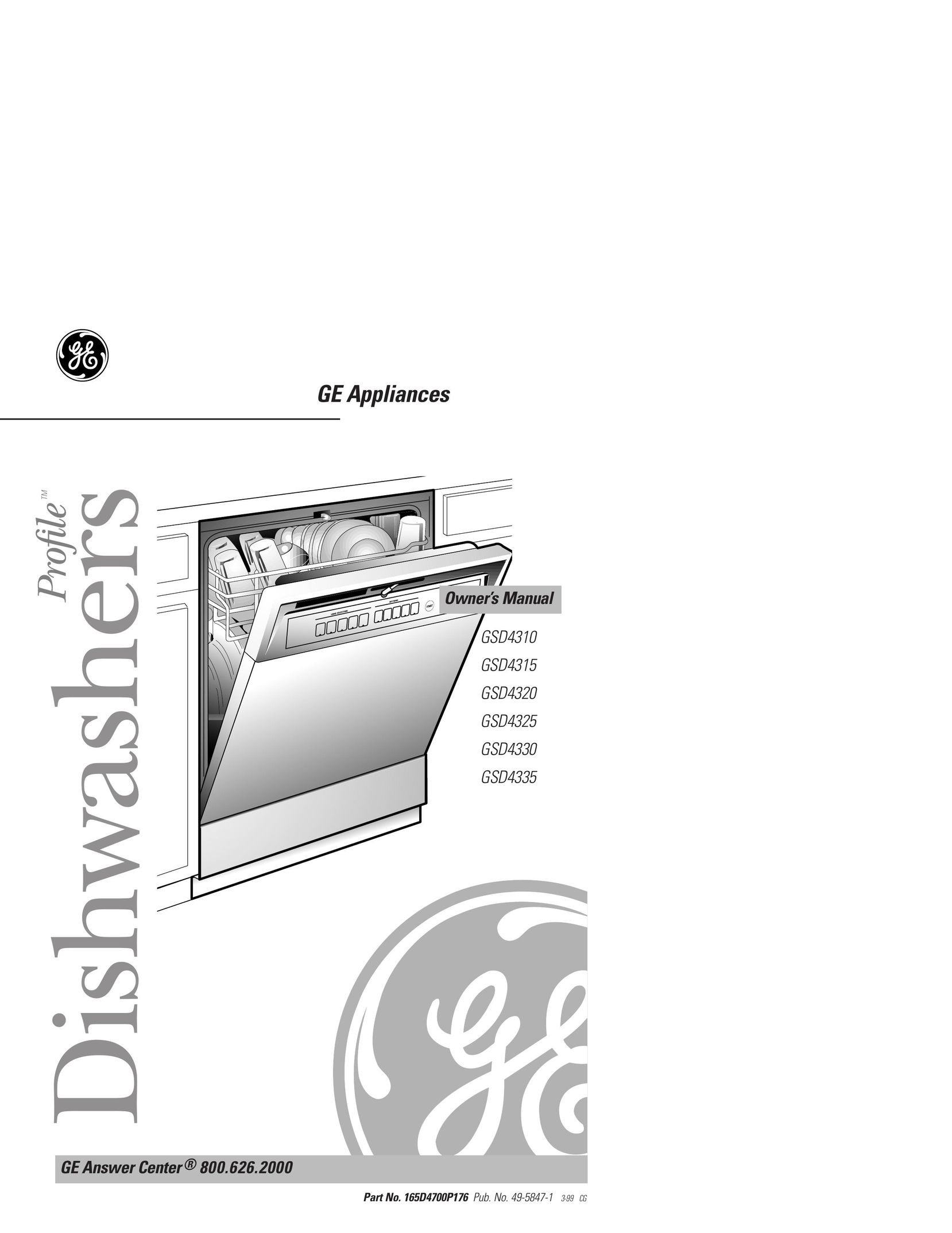 GE 165D4700P176 Dishwasher User Manual