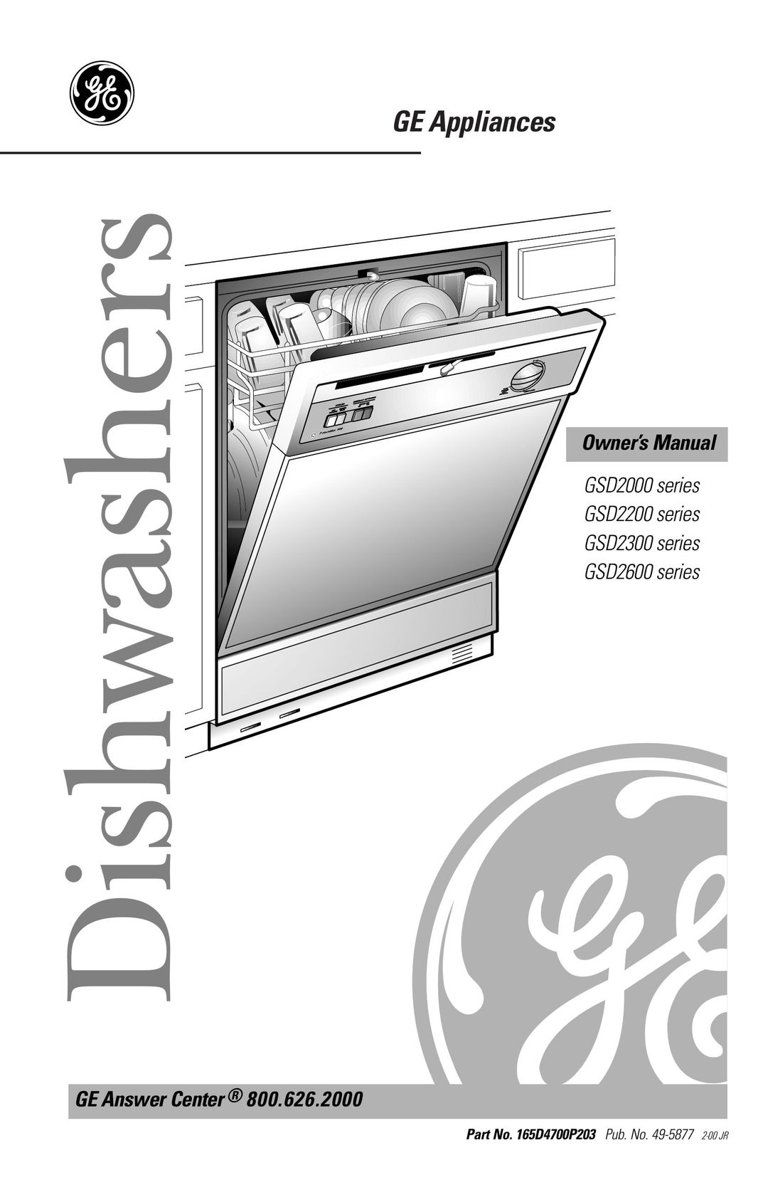 GE 165D4700P203 Dishwasher User Manual