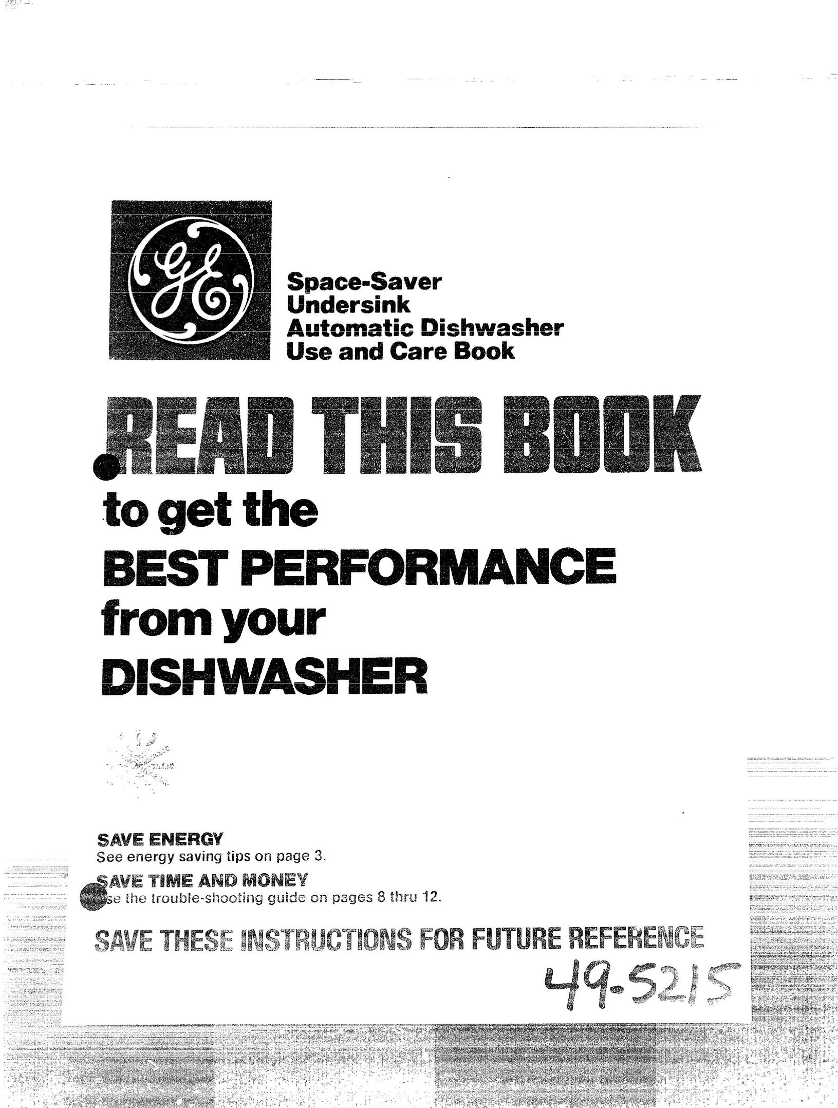 GE 49-5215 Dishwasher User Manual