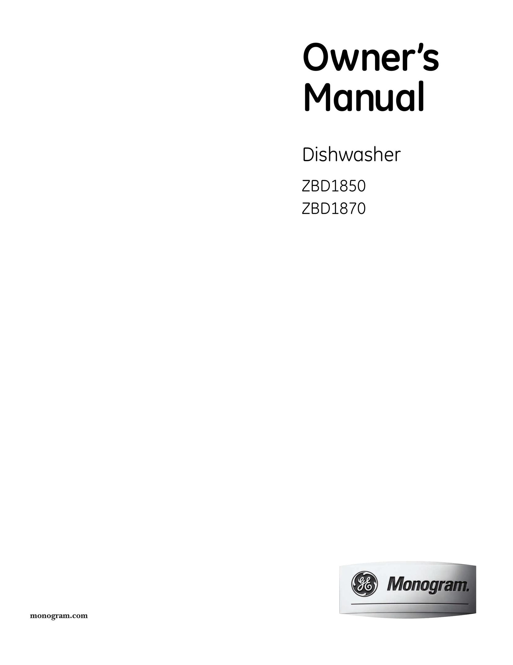 GE Monogram ZBD1850 Dishwasher User Manual
