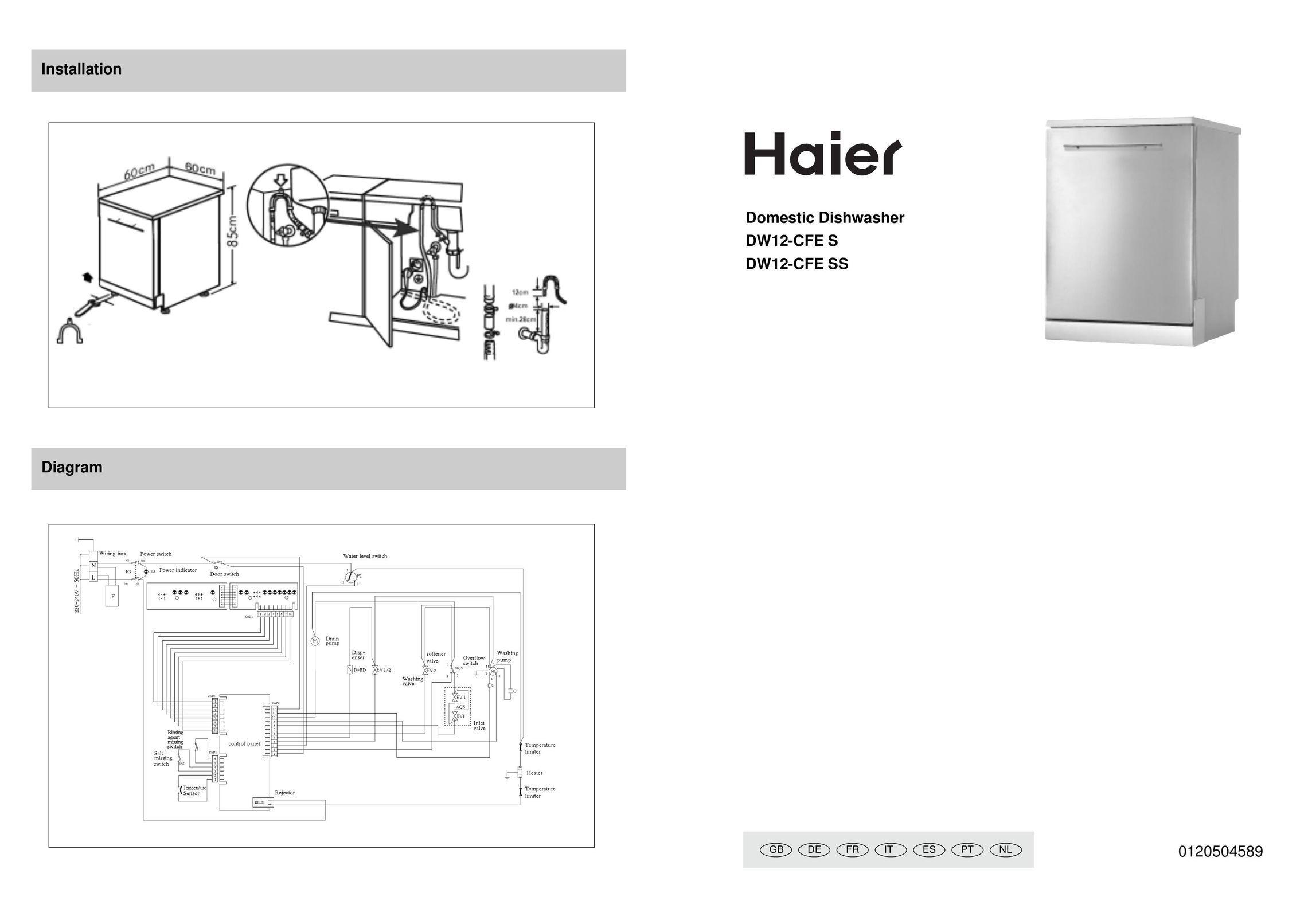 Haier DW12-CFE SS Dishwasher User Manual