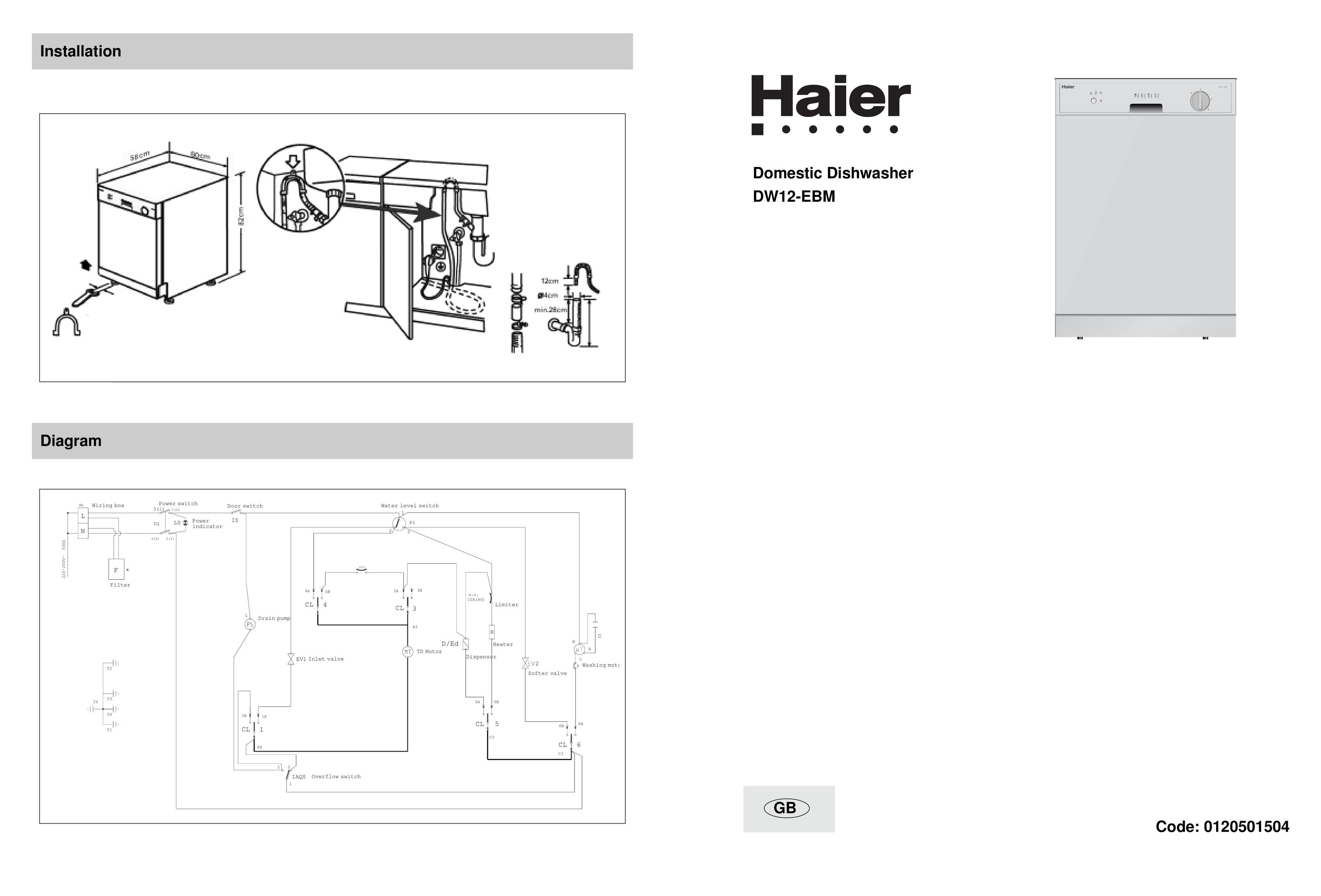 Haier DW12-EBM Dishwasher User Manual