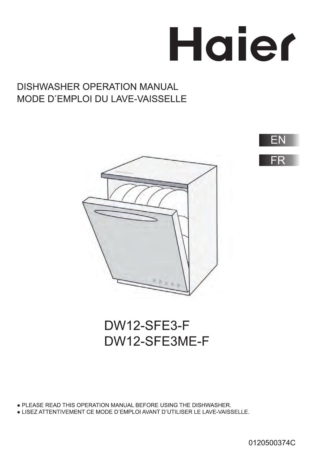 Haier DW12-SFE3ME-F Dishwasher User Manual